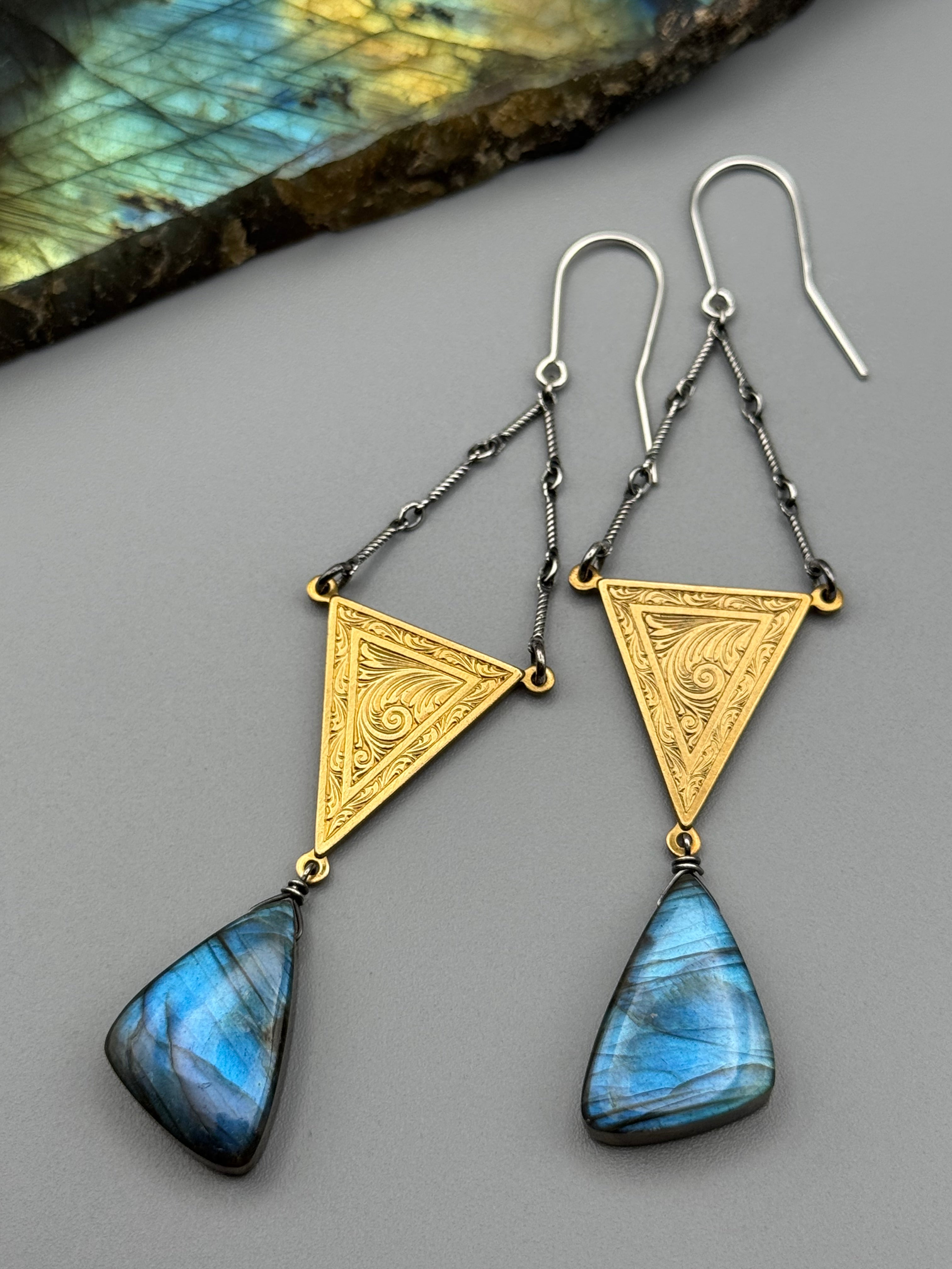 •LAVINIA• labradorite wing + mixed metal earrings