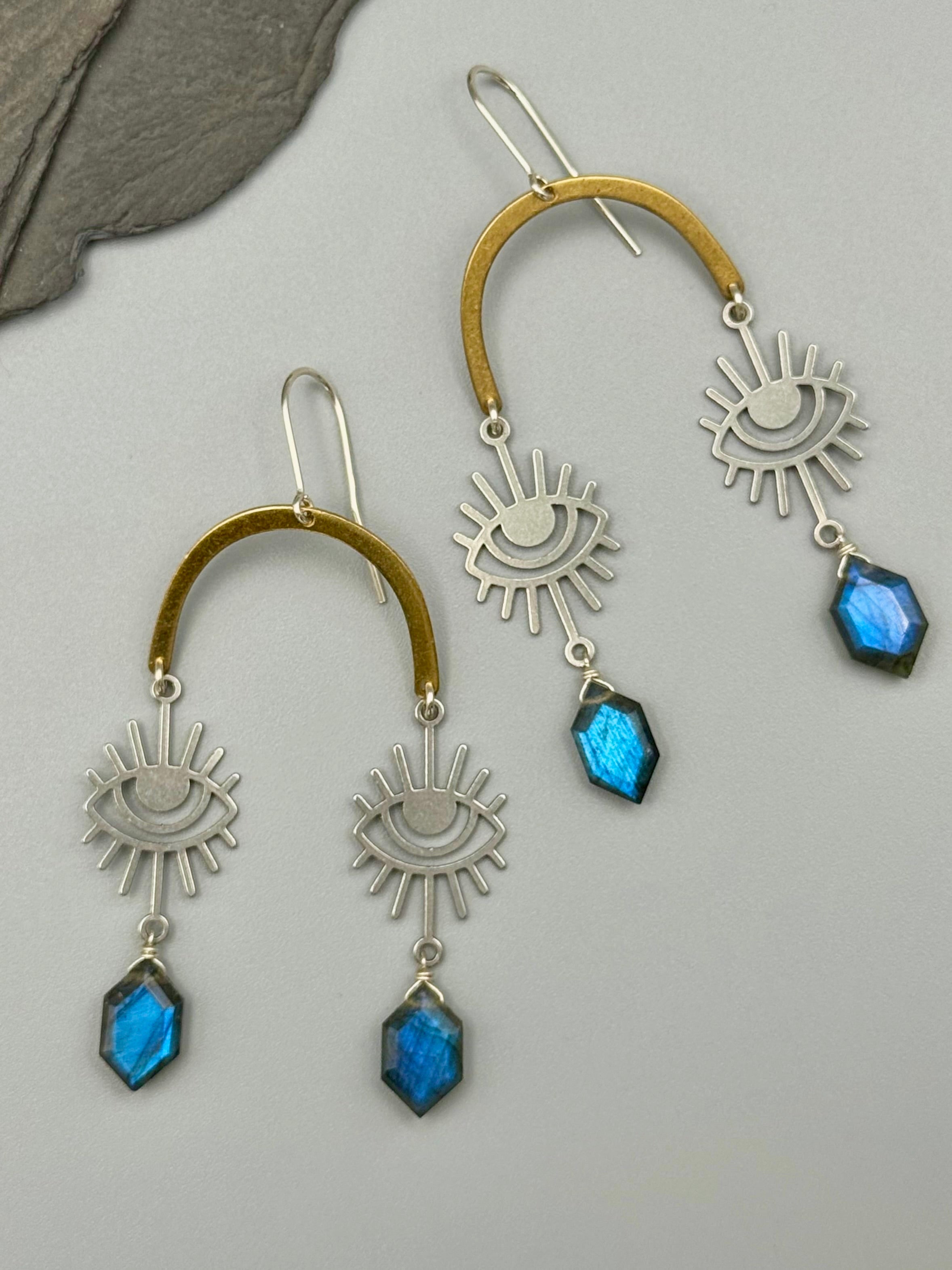 •EYES ON THE PRIZE• labradorite + mixed metal earrings