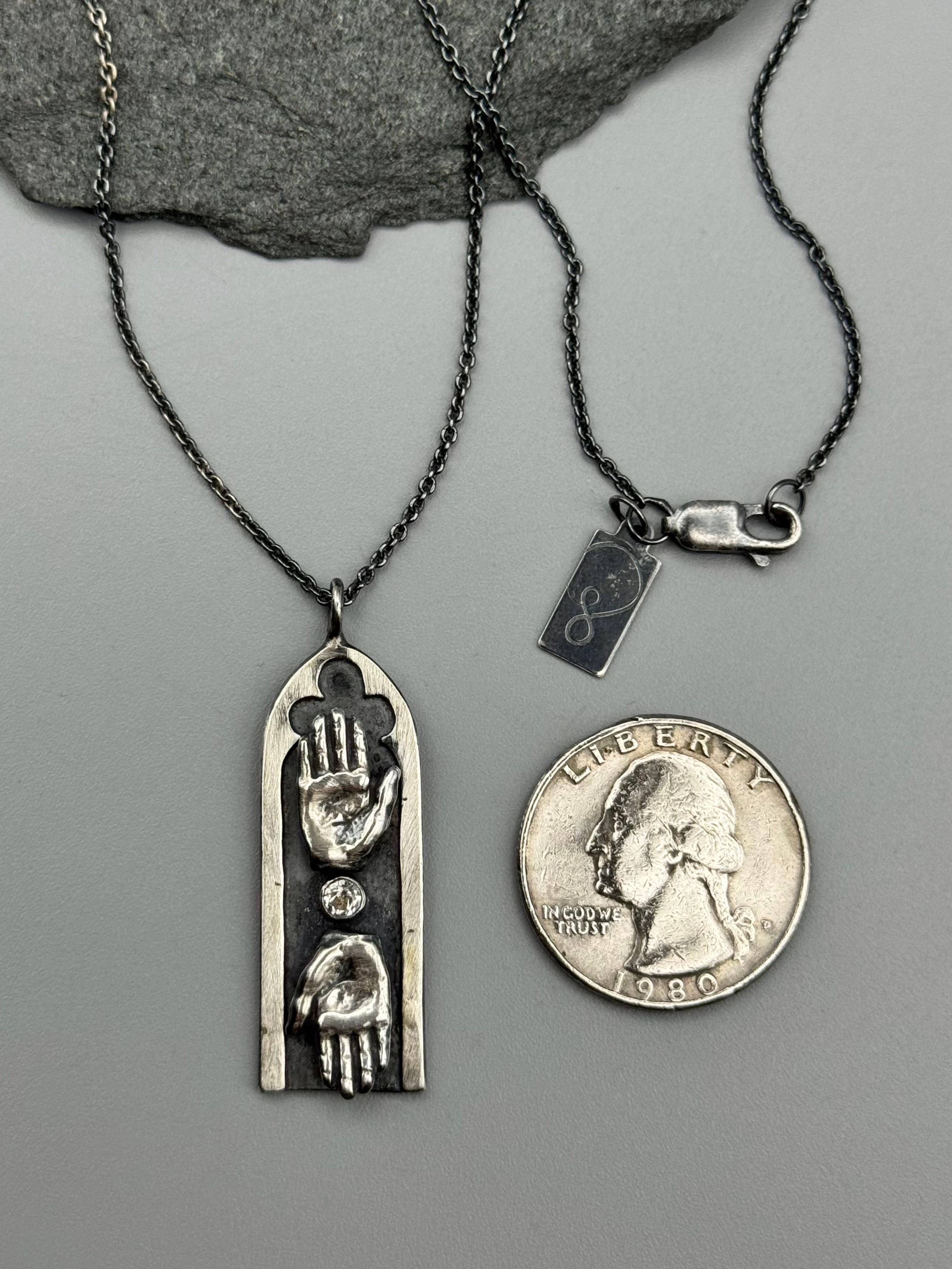 •OUTREACH• white topaz + silver necklace (18.75" long)