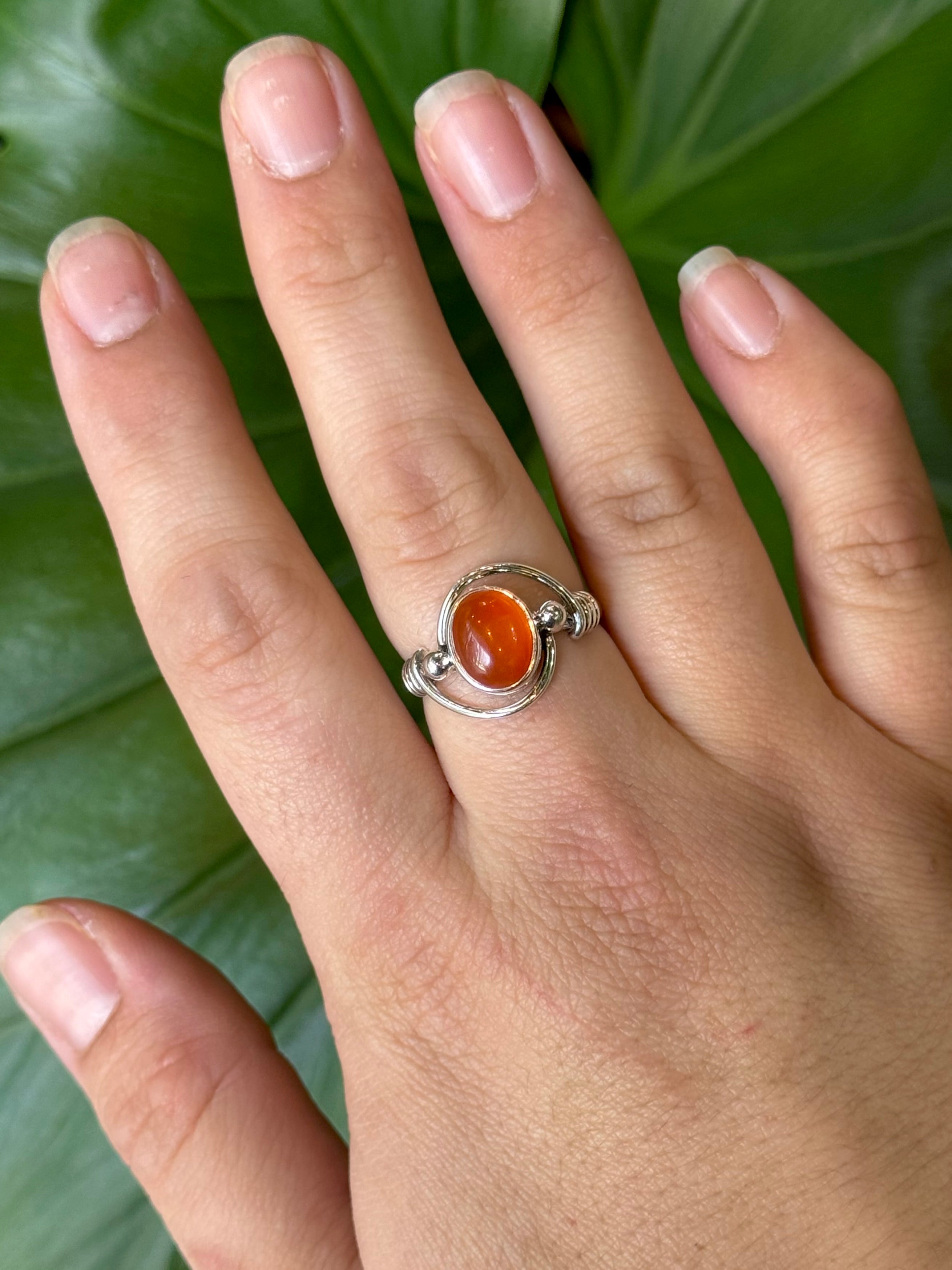 •CARNELIAN - TRILENE• silver ring (various sizes)