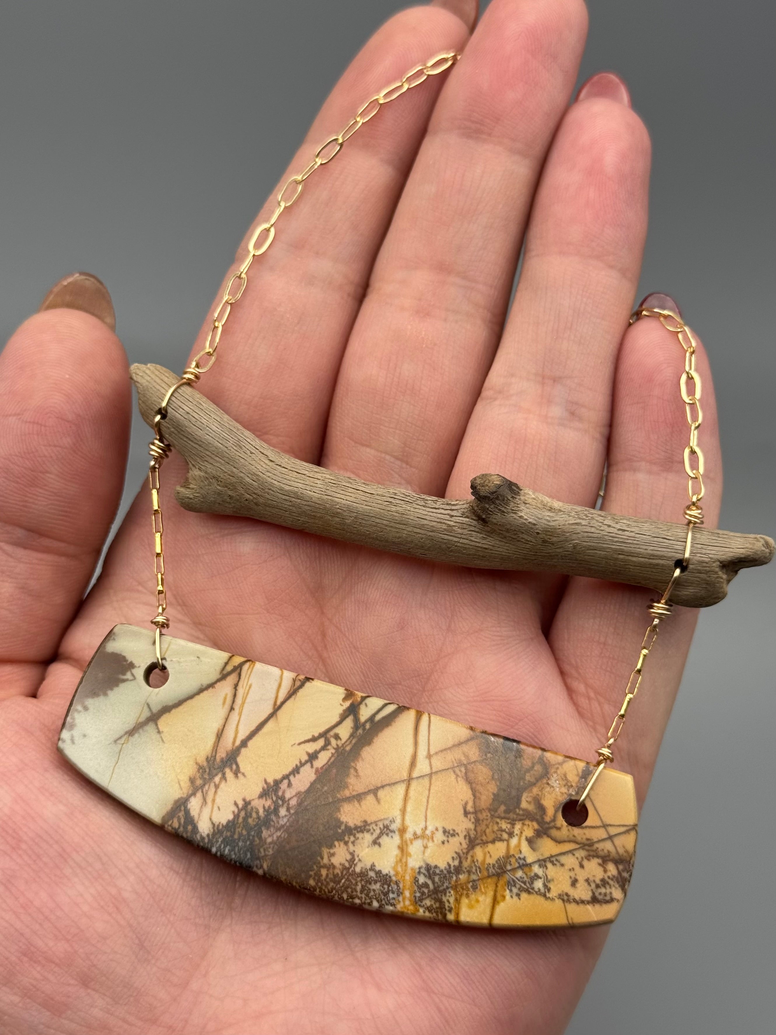 •TOTEM• red creek jasper + gold necklace (18"-20" long)