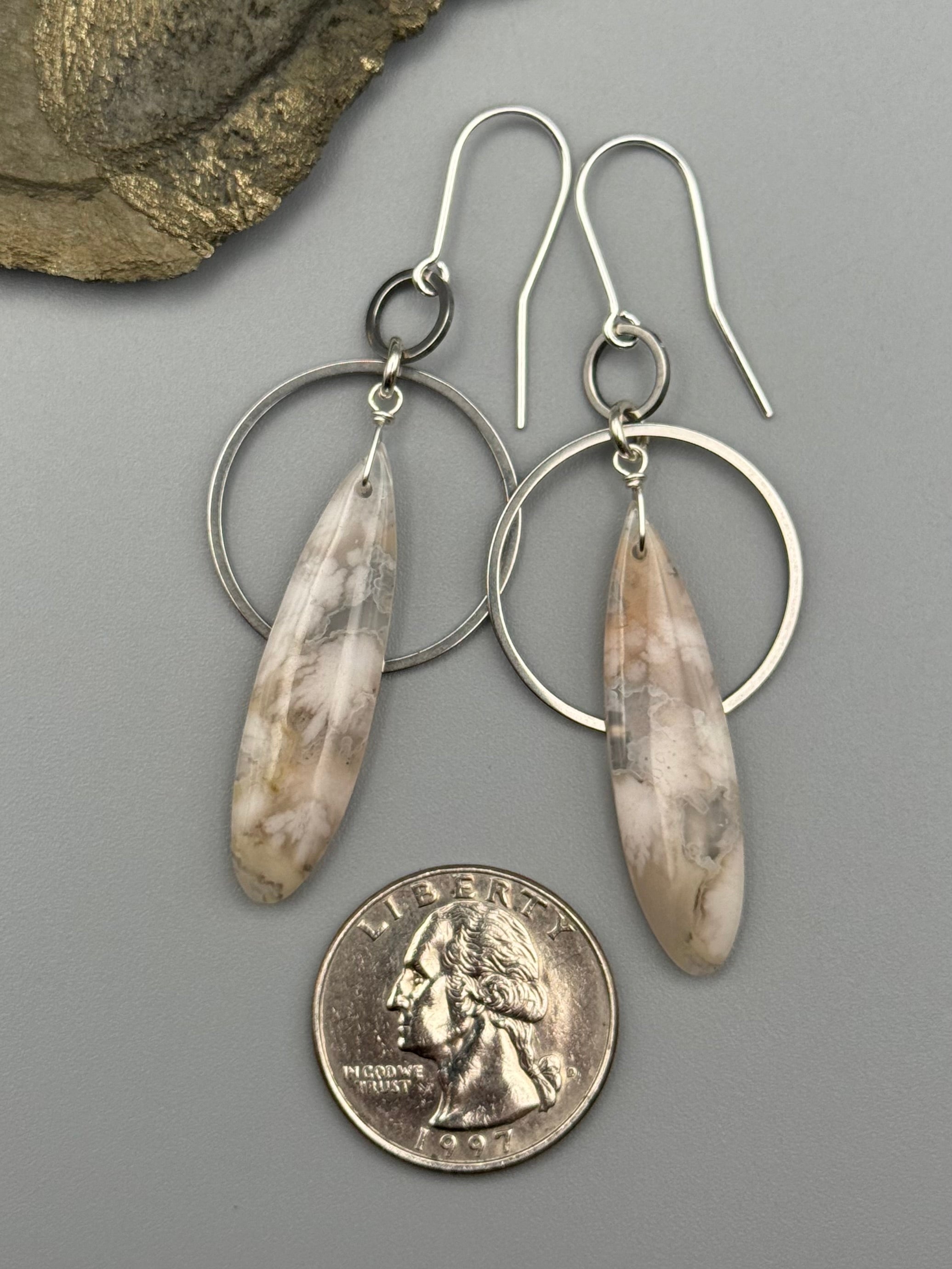 •EQUA-ORBIT• cherry blossom agate + silver earrings