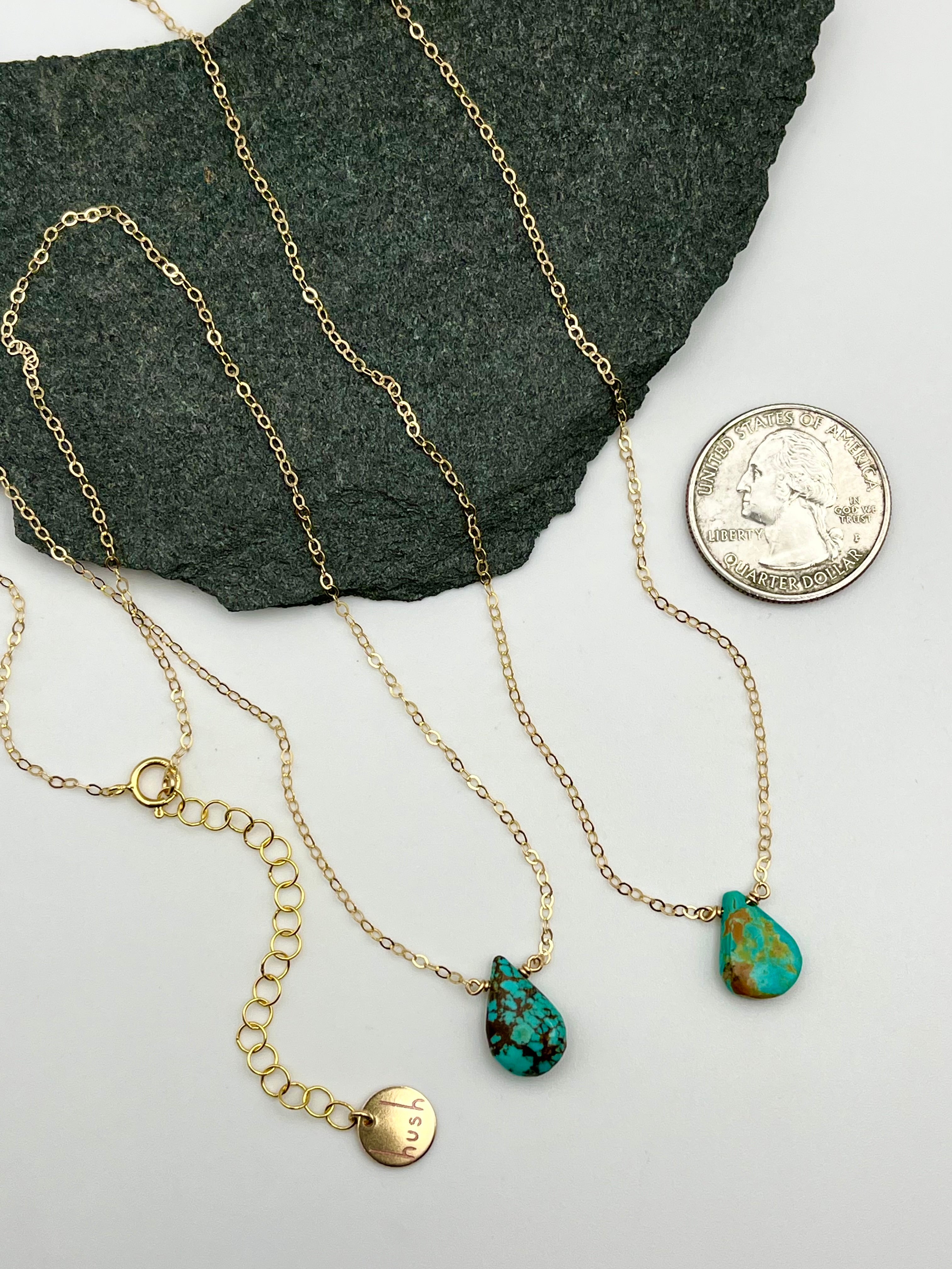 •STRAY• turquoise teardrop + gold necklace