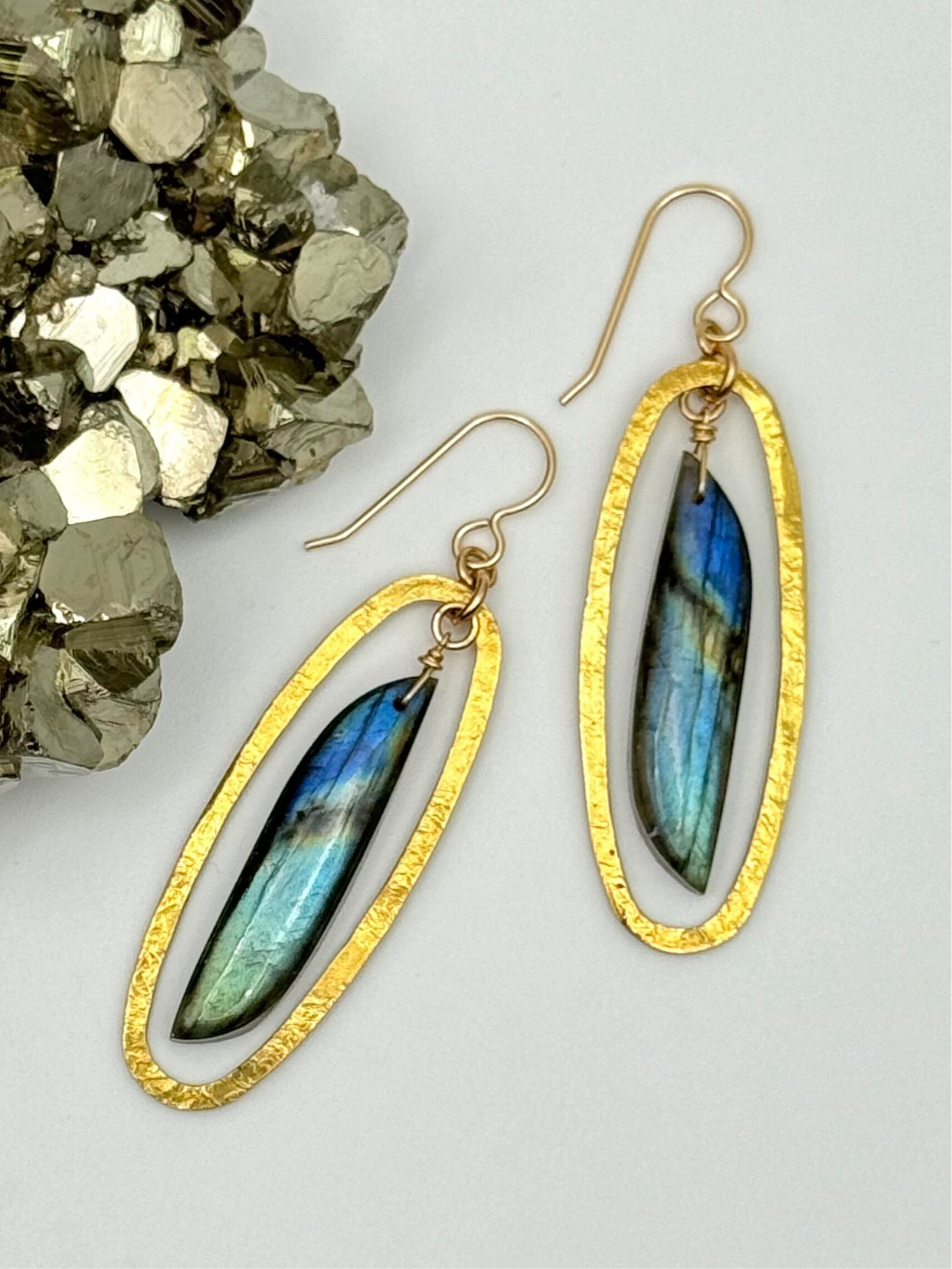 •SHADOWBOXER• labradorite + gold dangle earrings