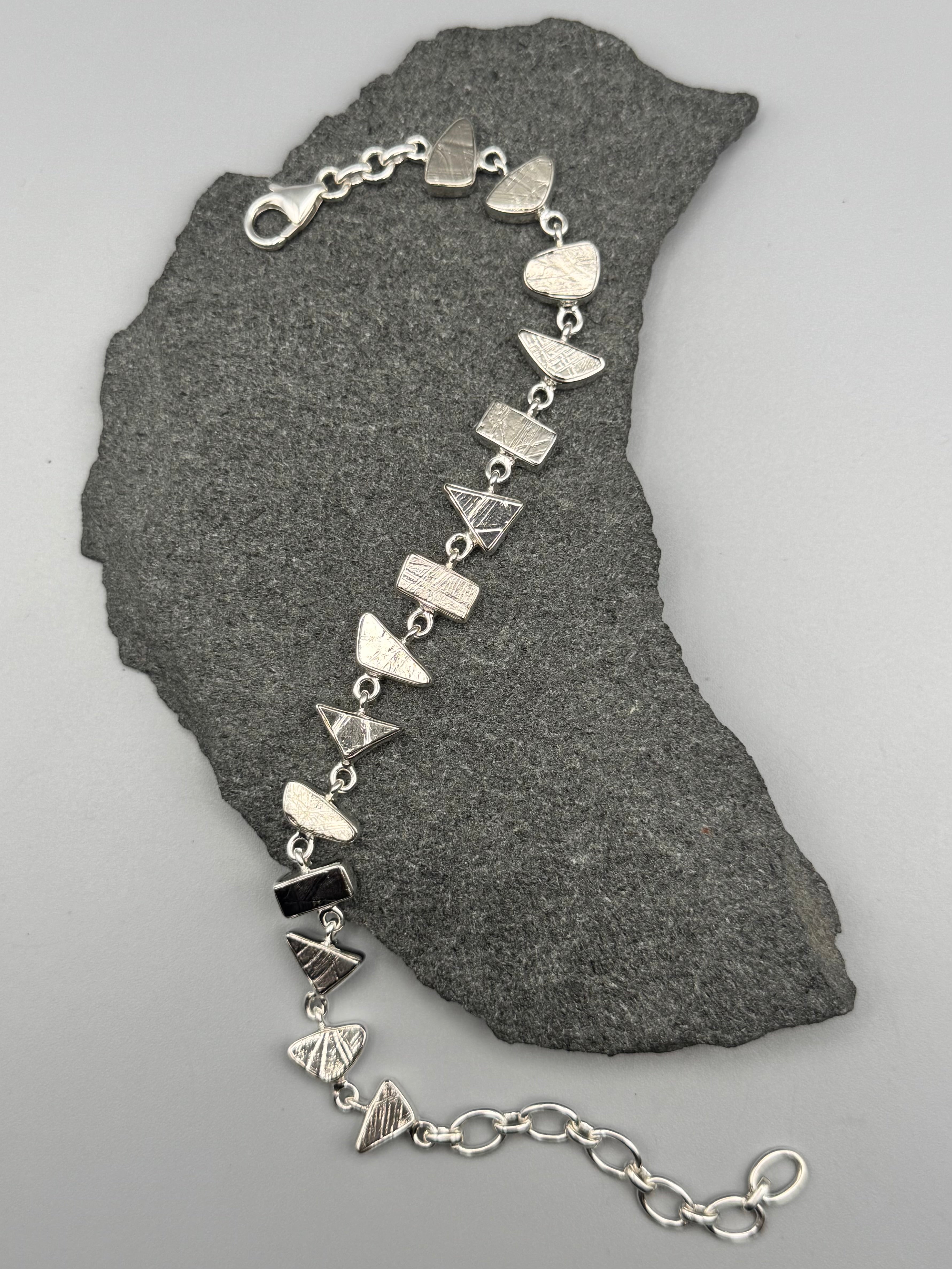 •METEORITE - GEO MIX• linked silver bracelet (7.25" - 9")