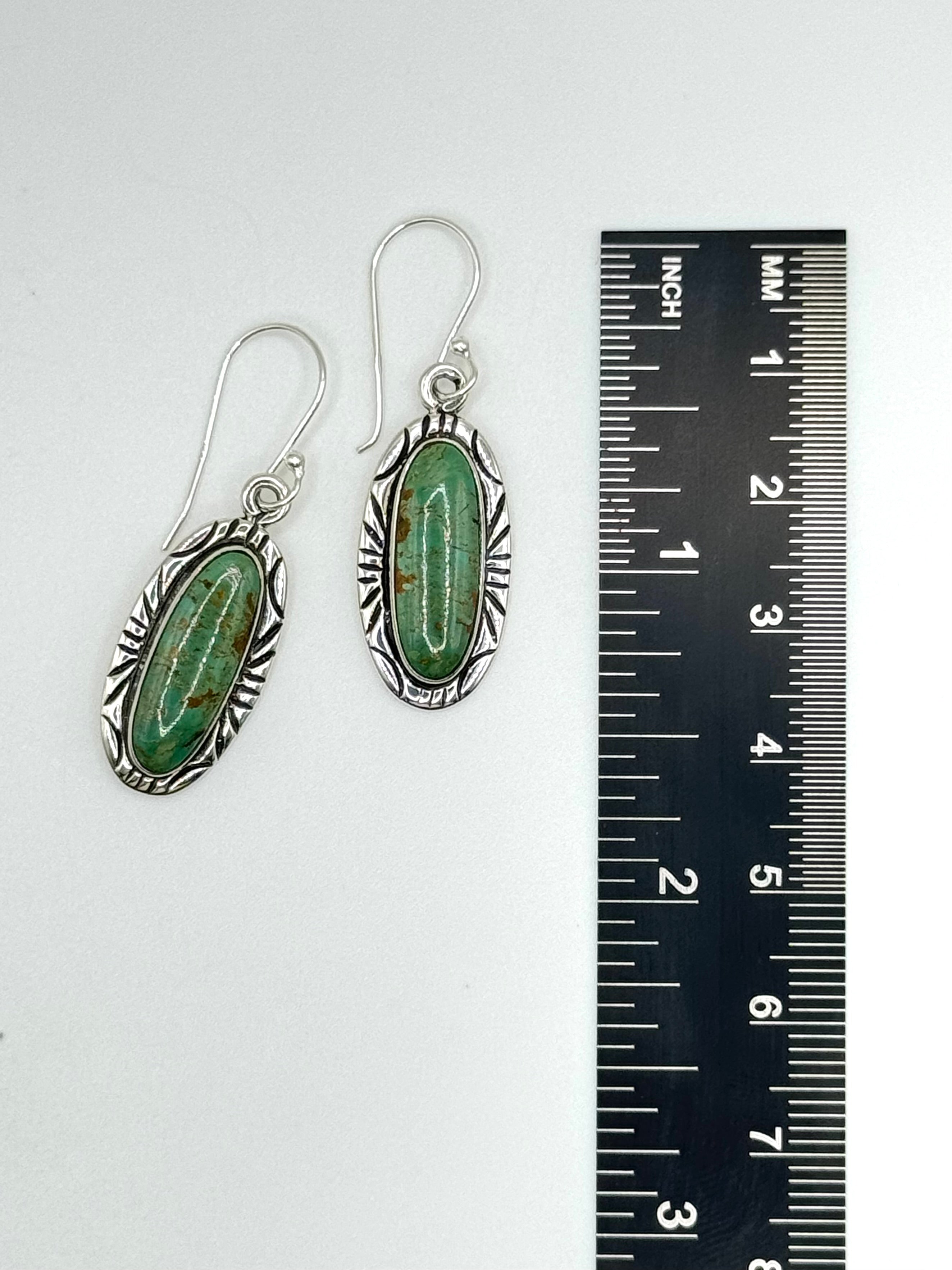 •KINGMAN TURQUOISE OVAL• Navajo silver dangle earrings