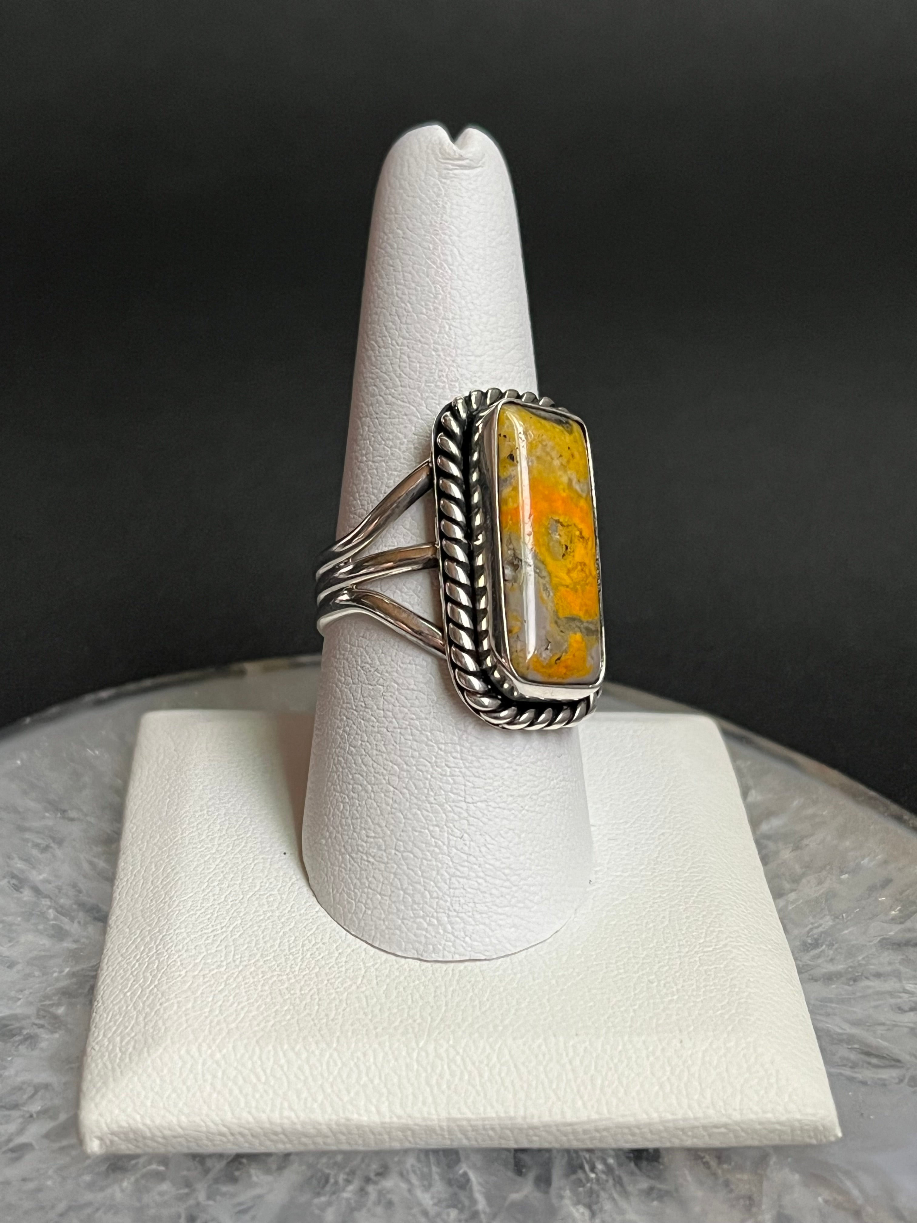 •BUMBLEBEE JASPER• Navajo silver ring - size 9