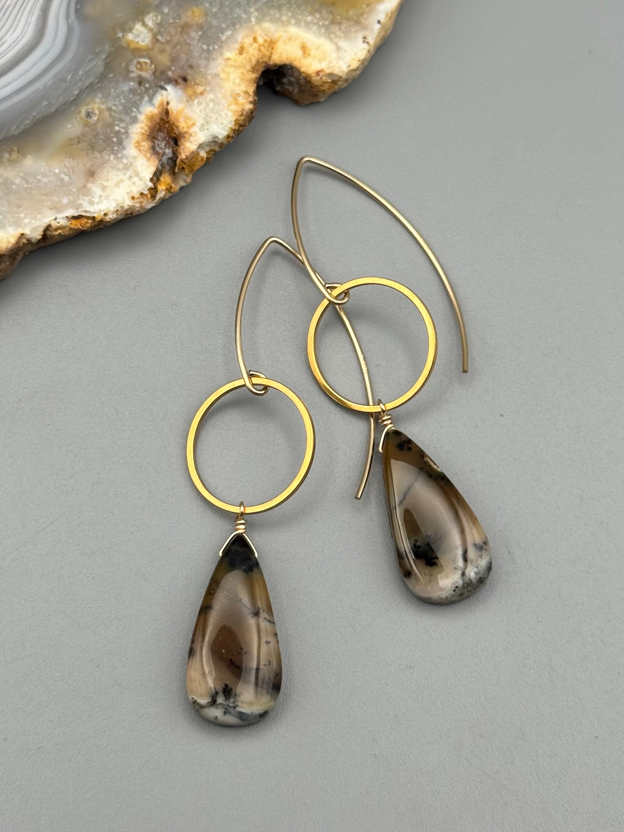 •LUNA• dendritic agate + gold earrings
