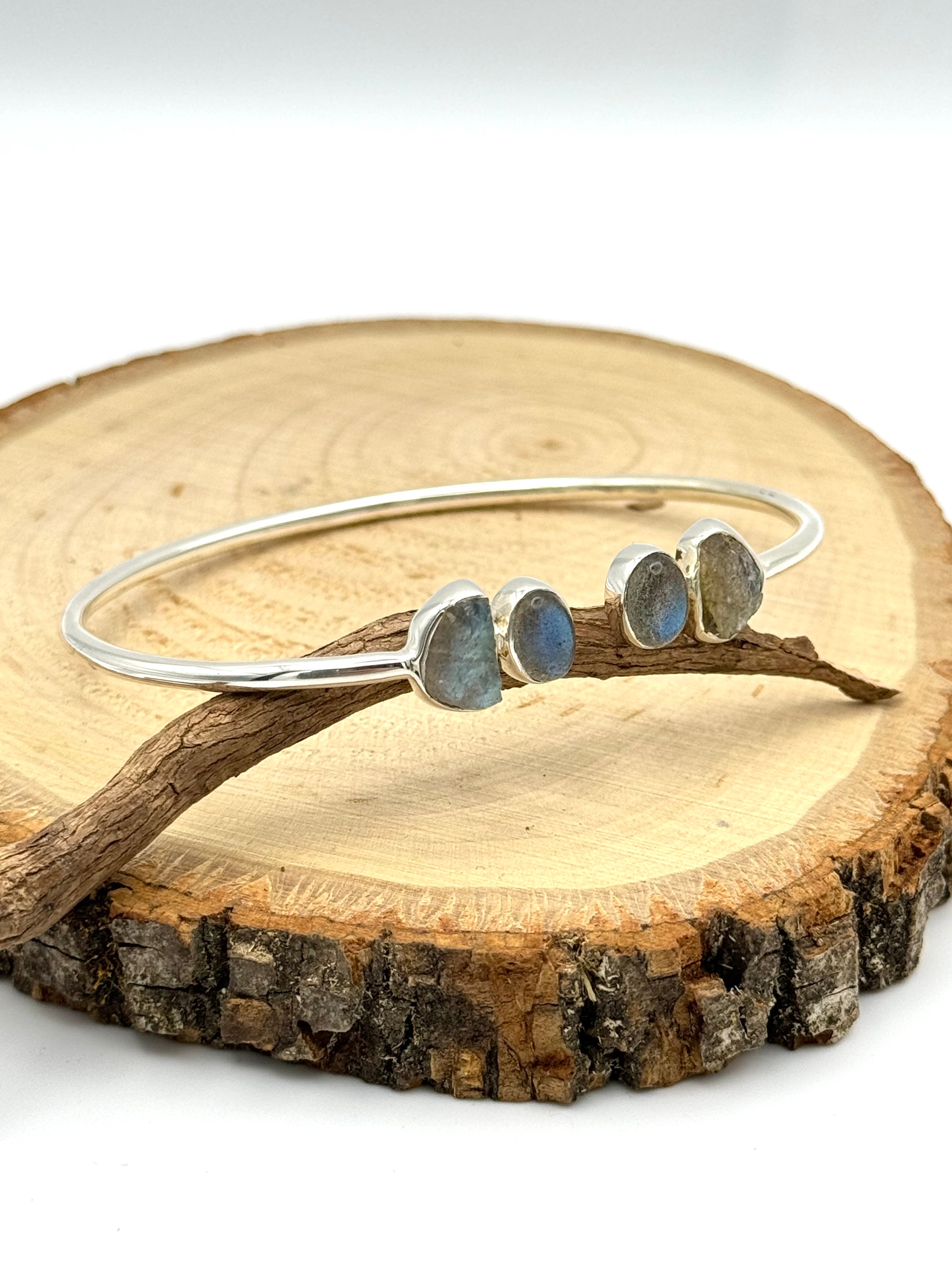 •ORGANIC FREEFORMS + OVALS• labradorite + silver twist-on cuff bracelet