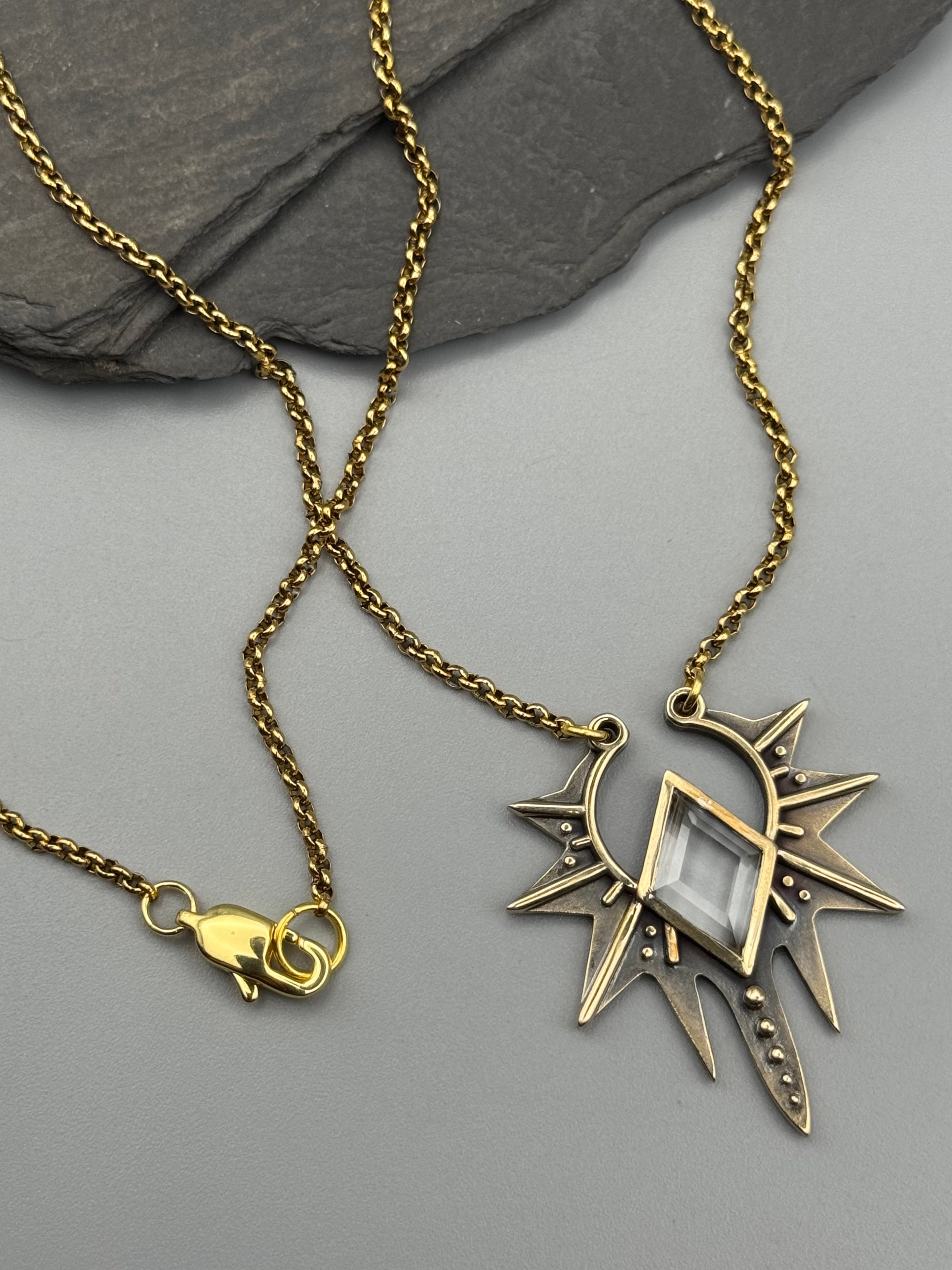 •STARLING• clear quartz + gold necklace (16" long)