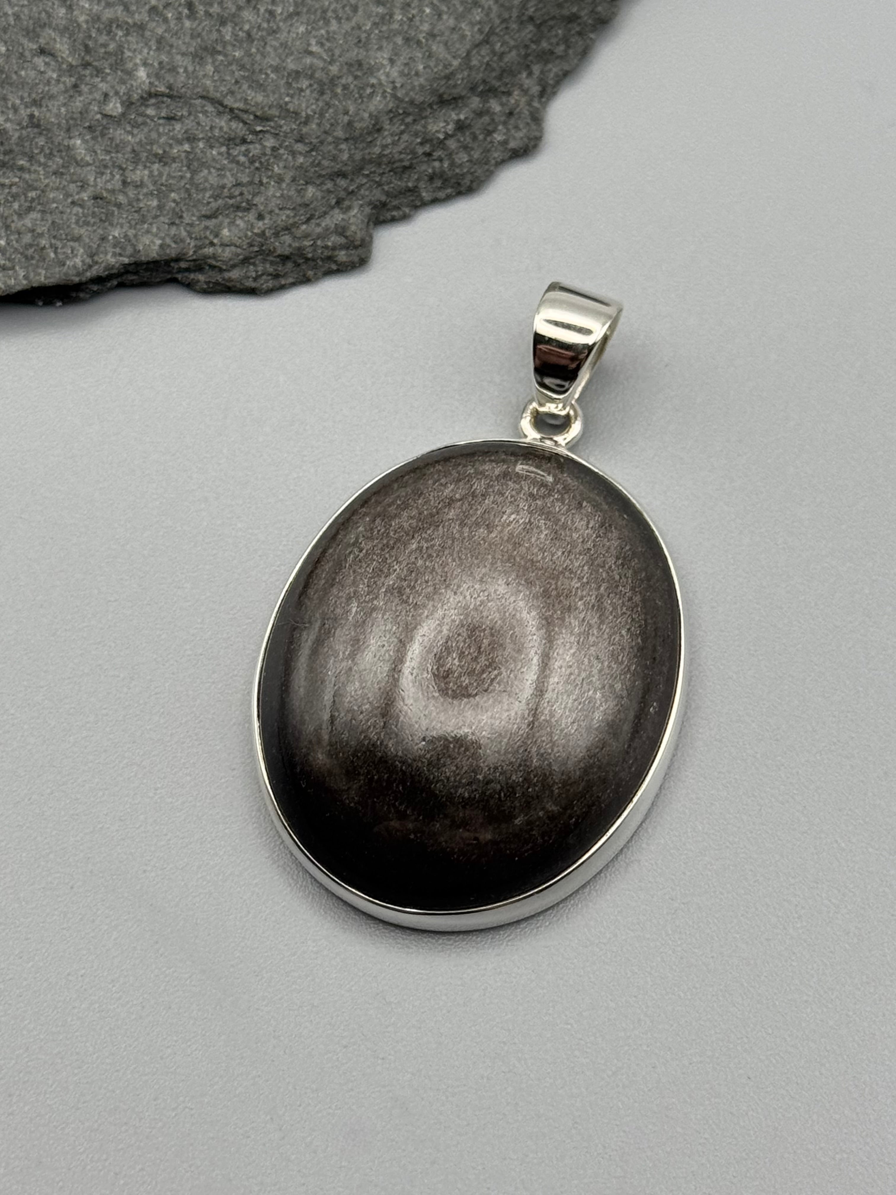 •GOLD SHEEN OBSIDIAN - OVAL• sterling silver pendant