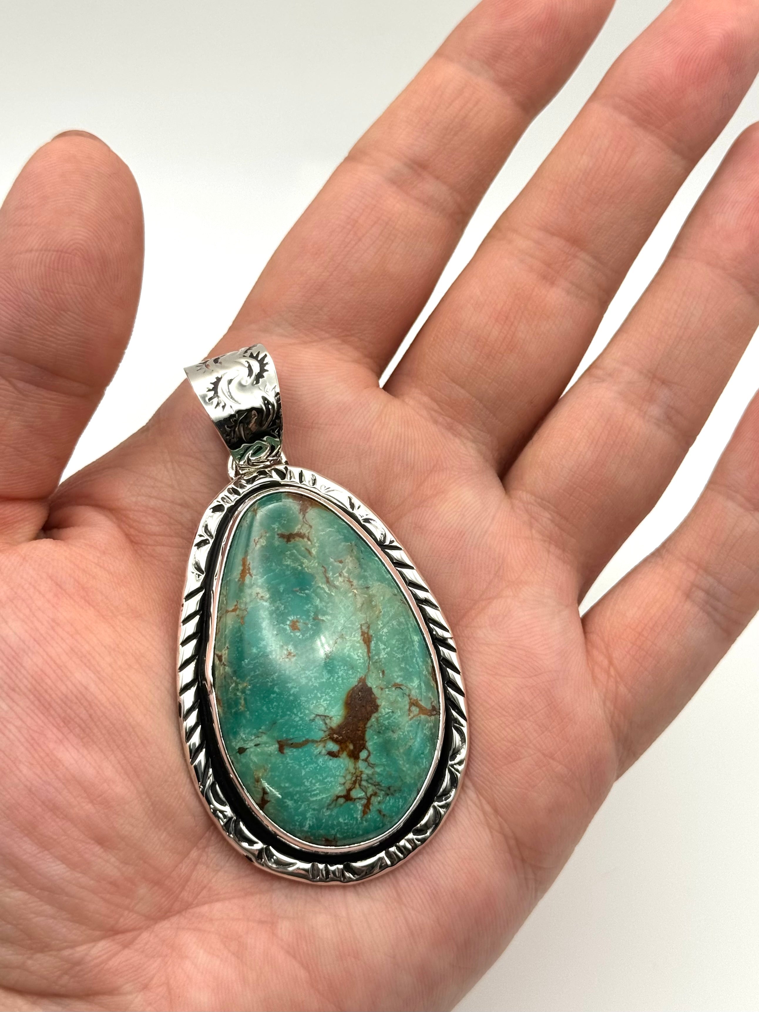 •KINGMAN TURQUOISE - 1• Navajo silver pendant