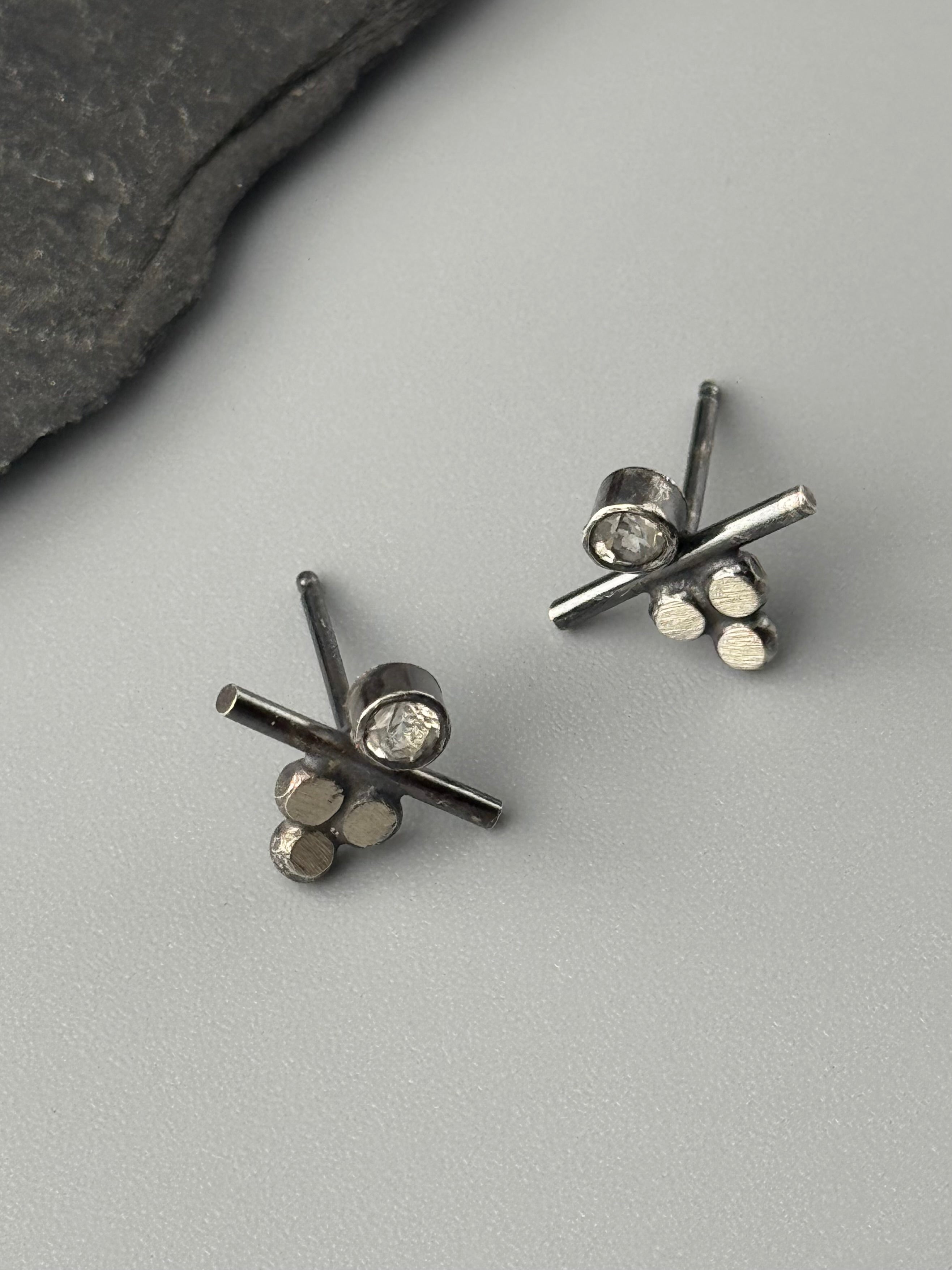 •BALANCE• white topaz + silver stud earrings