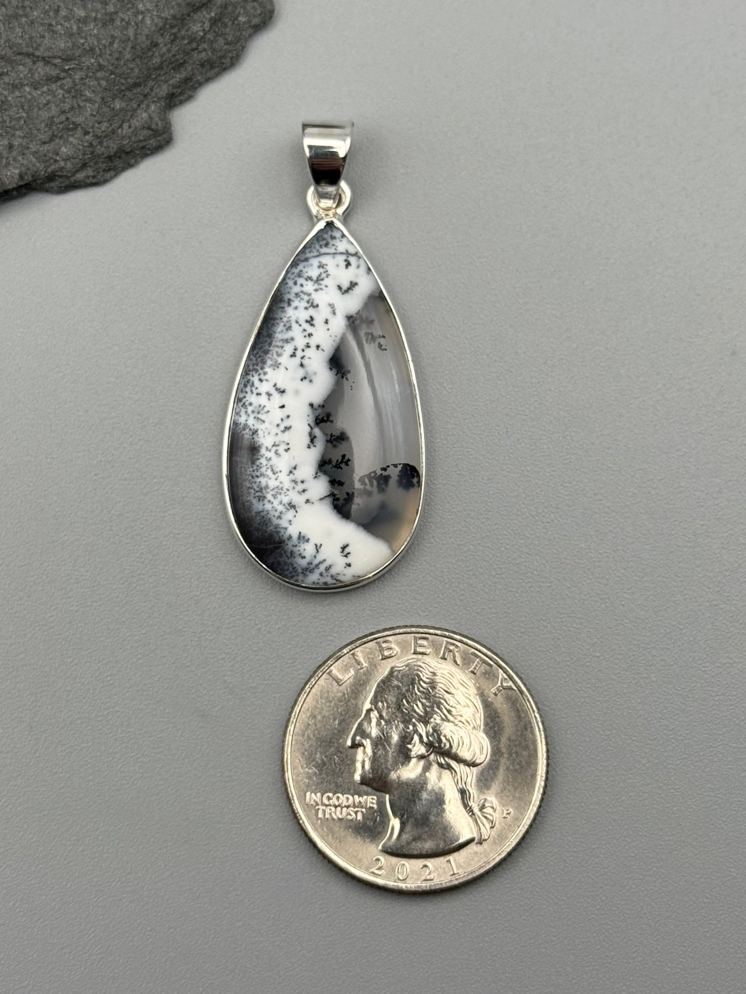 •DENDRITIC OPAL - TEAR 1• sterling silver pendant