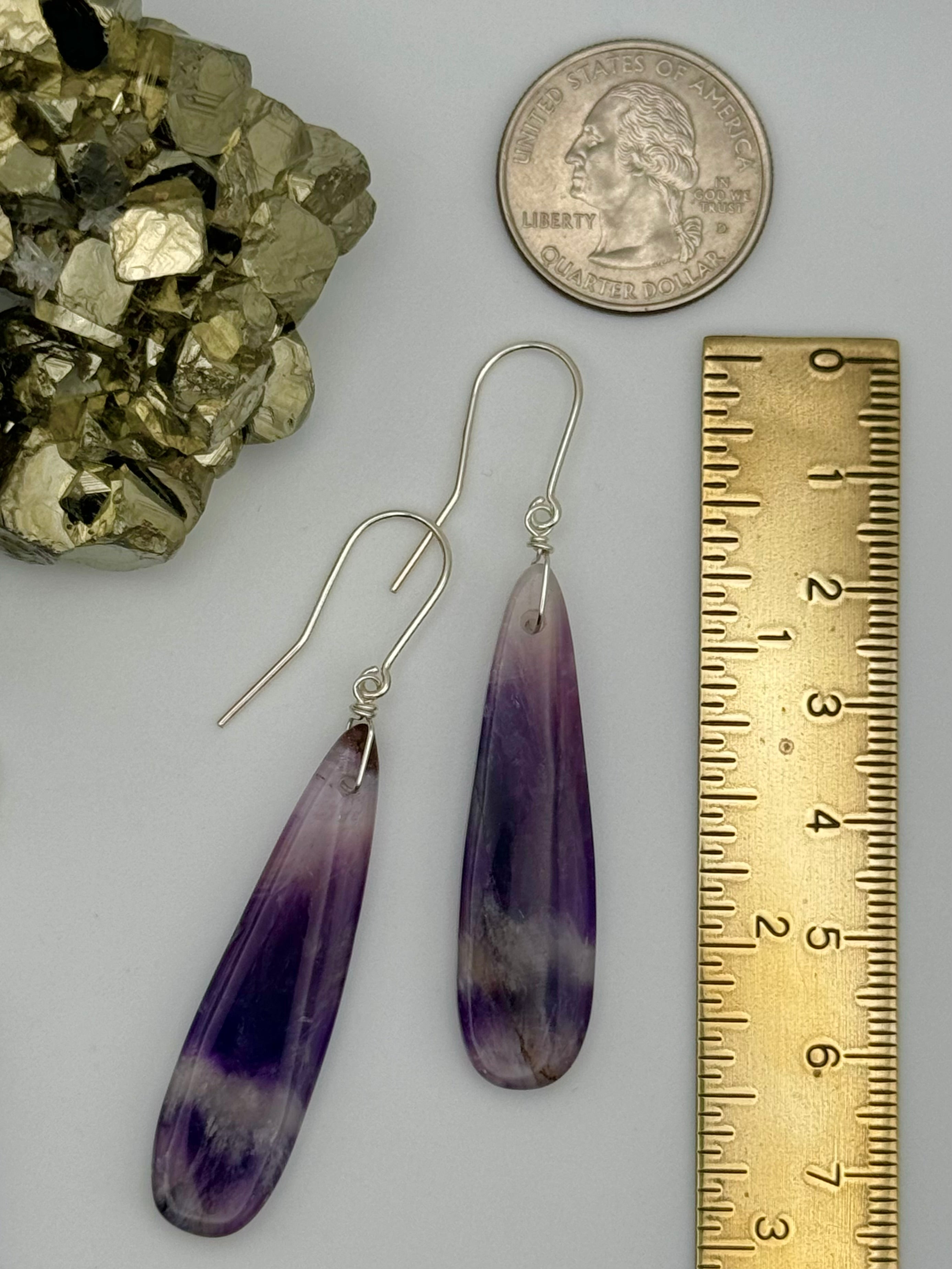 •STRAY• chevron amethyst + silver dangle earrings