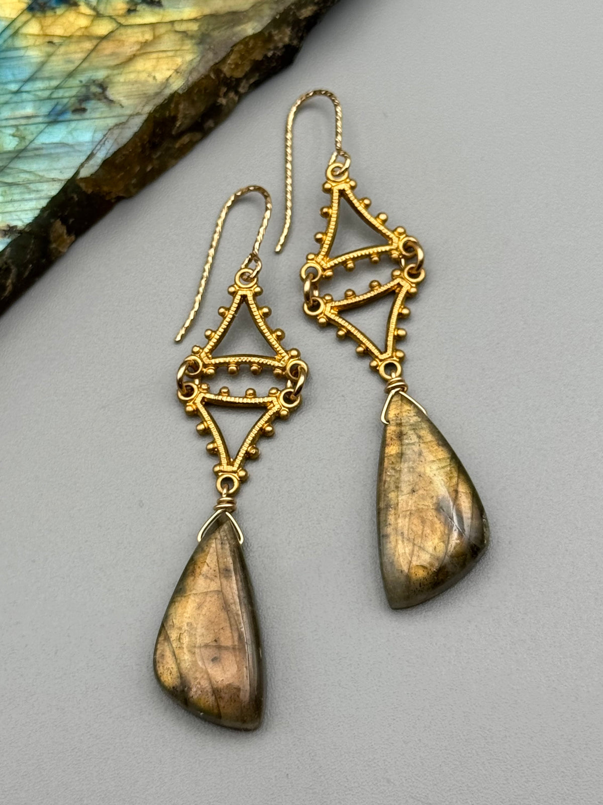 •ANABELLE• golden labradorite wing + gold earrings