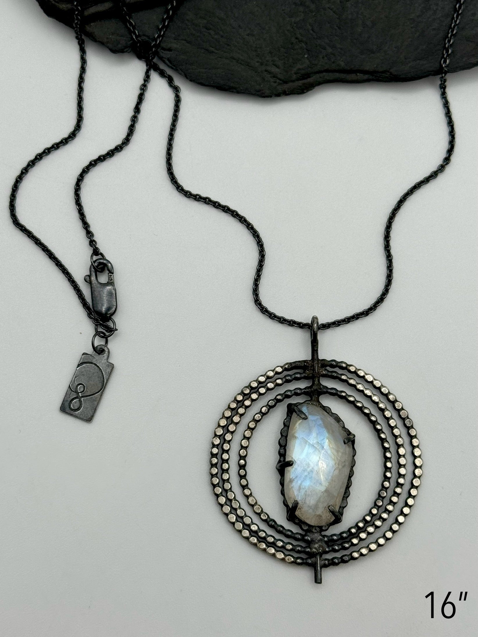 •INNER COMPASS• rainbow moonstone + silver necklace (various lengths)