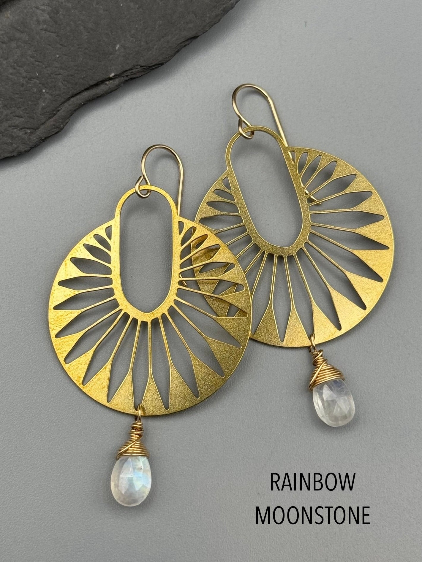 •DECO PALMS• gold earrings (various stones)