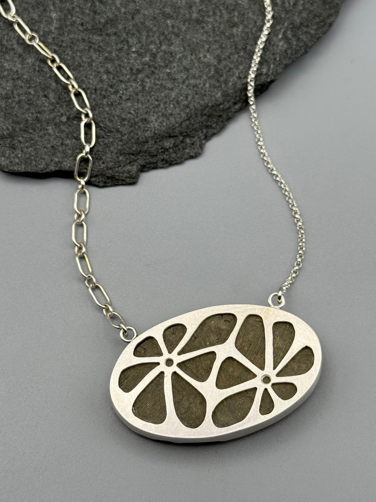 •MOD FLORA• pyrite + silver necklace (adj to 18.5" long)