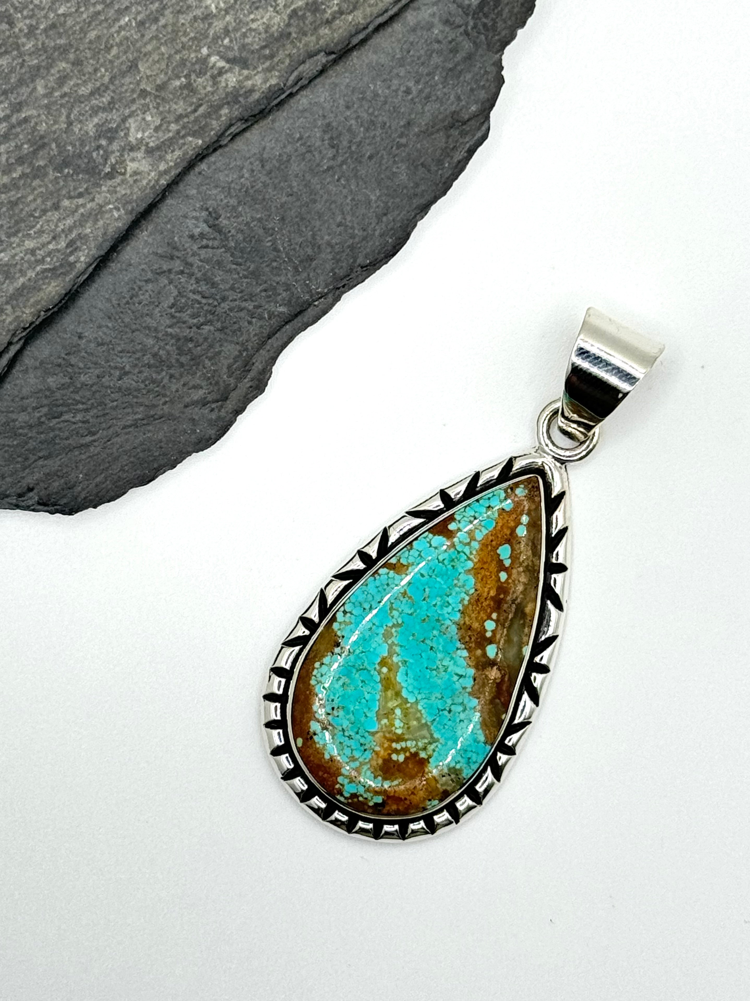 •#8 NEVADA TURQUOISE - 1• Navajo silver pendant