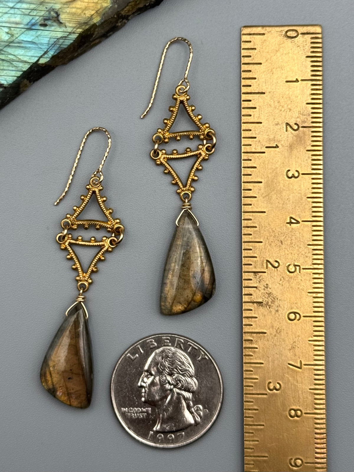 •ANABELLE• golden labradorite wing + gold earrings