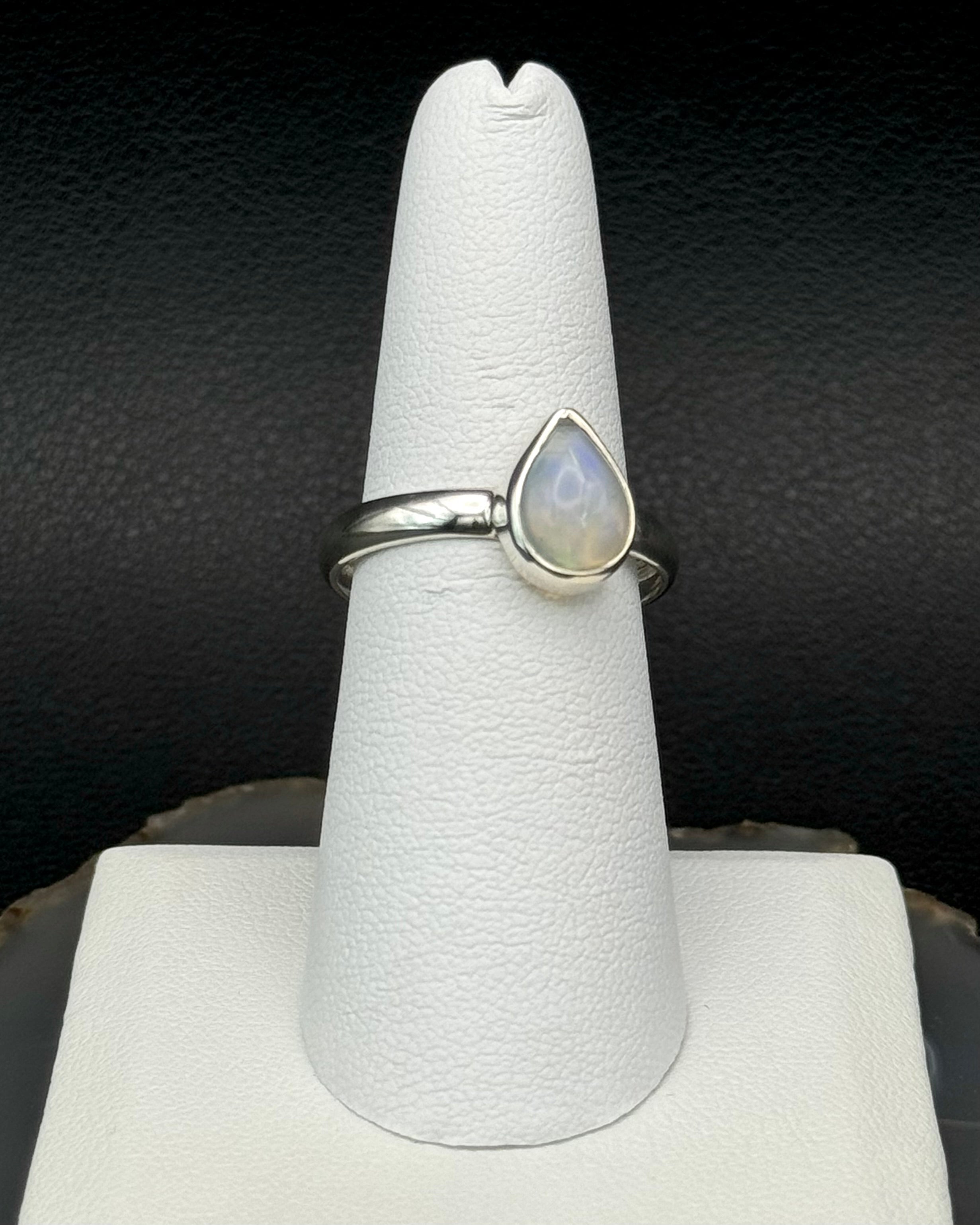 •ETHIOPIAN OPAL - SMALL TEARDROP• silver ring (size 10)