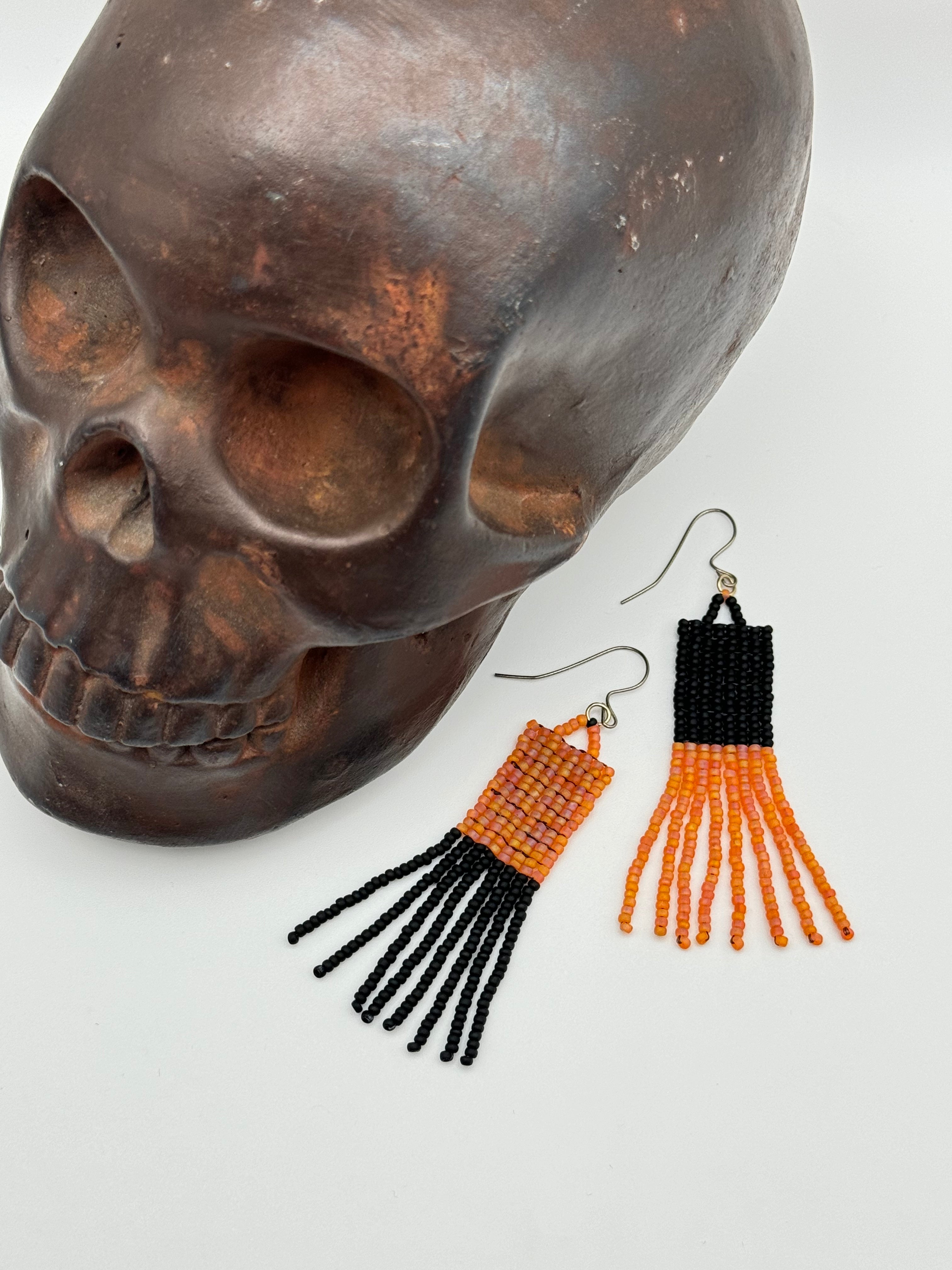 •HALLOWEEN• hand-beaded earrings