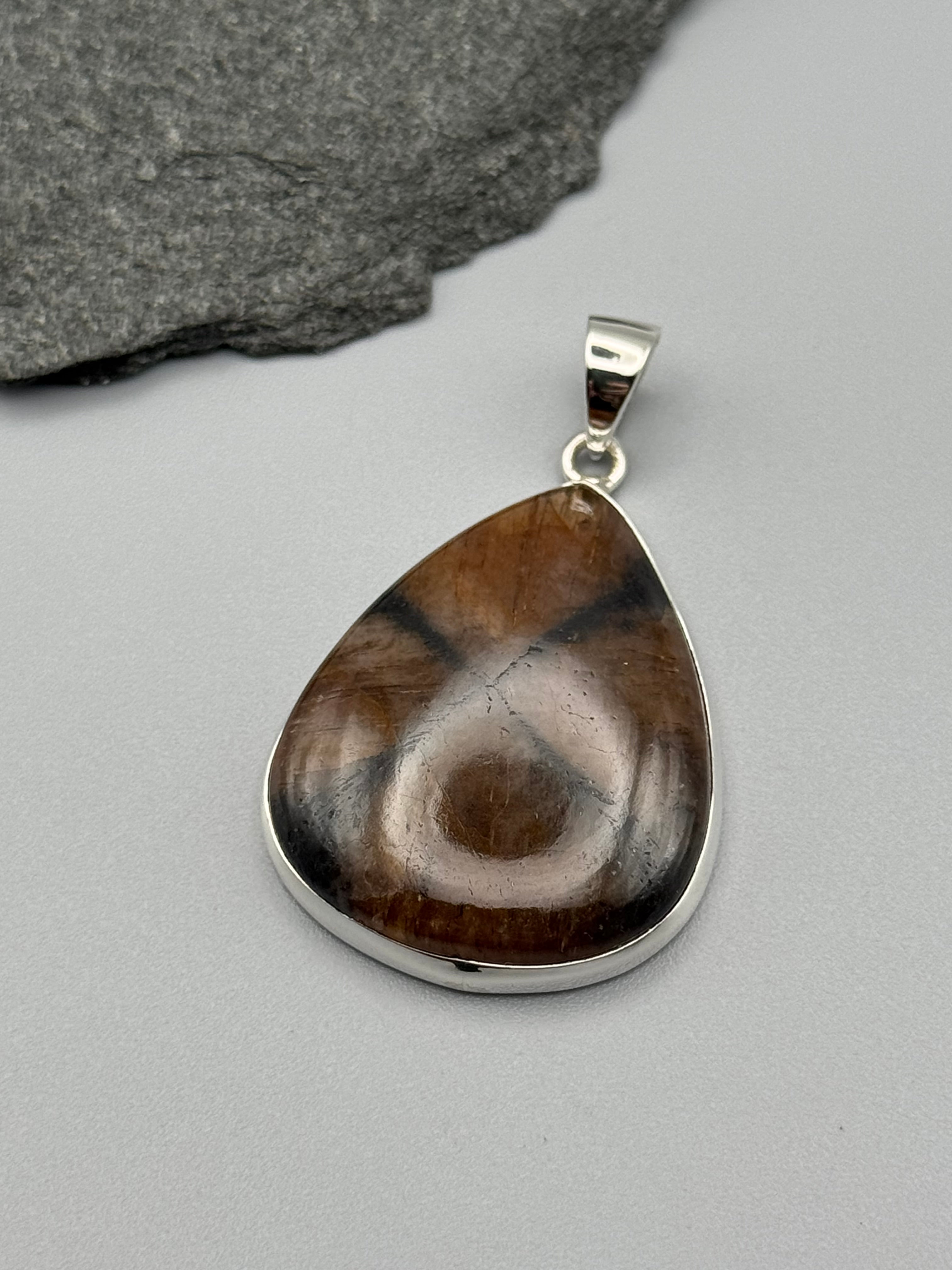 •CHIASTOLITE - TEAR• sterling silver pendant