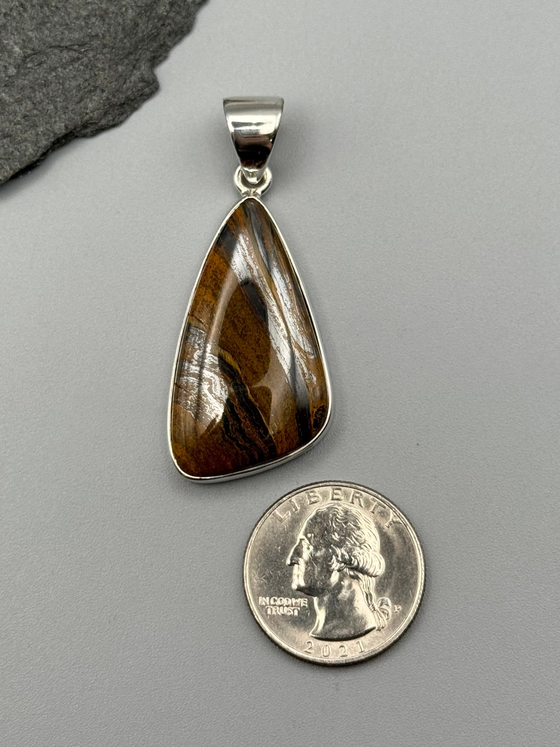 •TIGER IRON - SOFT TRIANGLE• sterling silver pendant