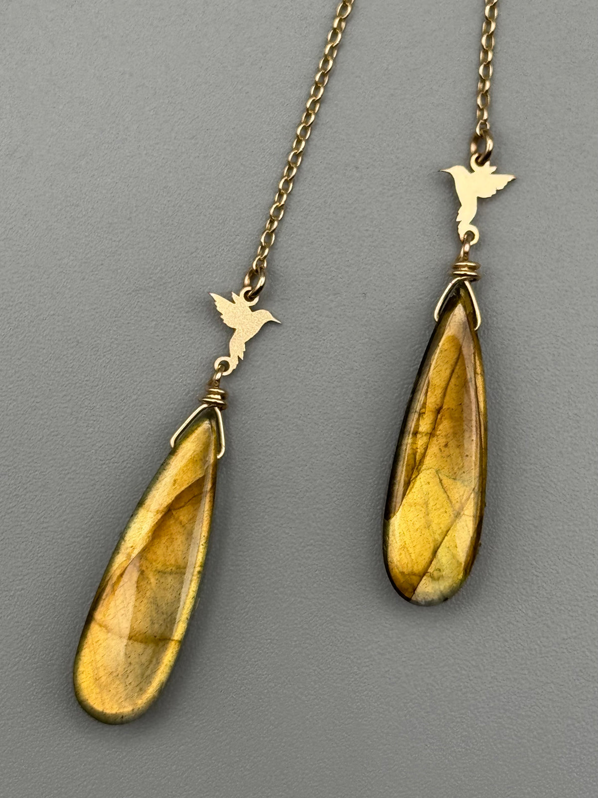•NECTAR• golden labradorite tear + gold earrings