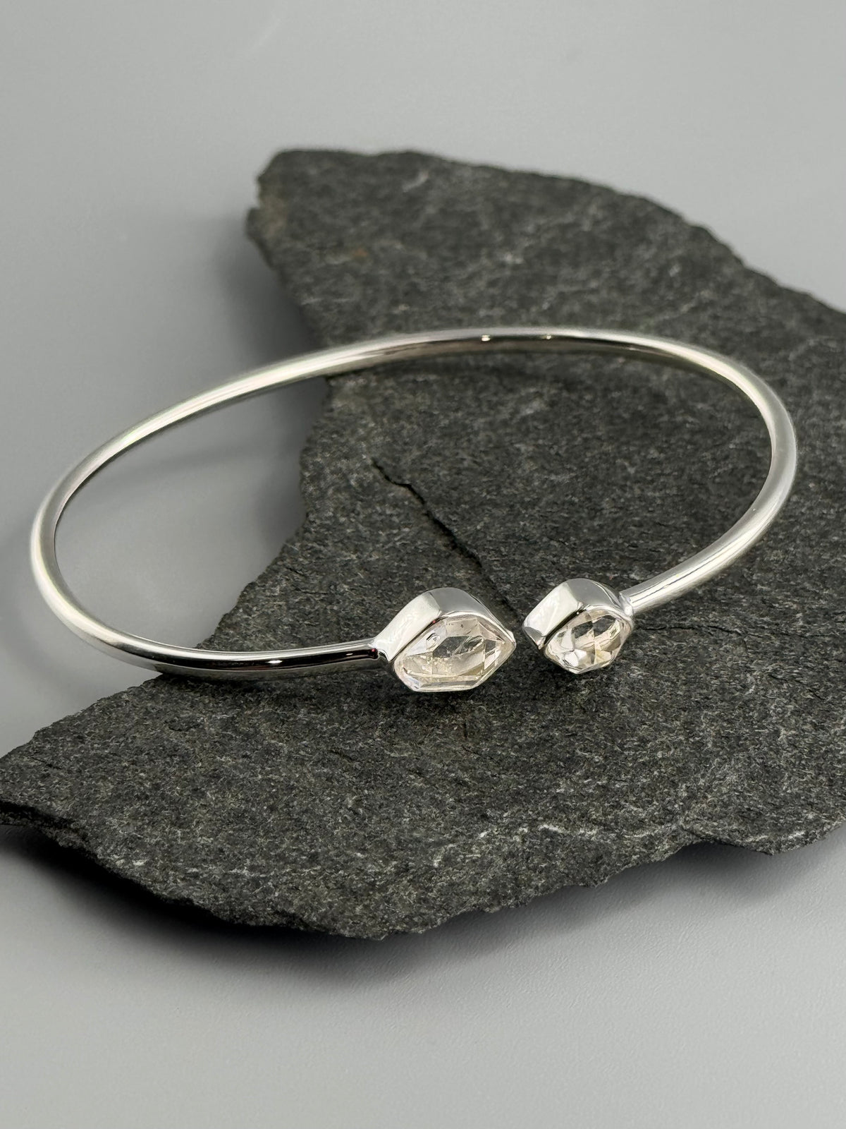 •RAIN OR SHINE• herkimer + silver twist-on cuff bracelet