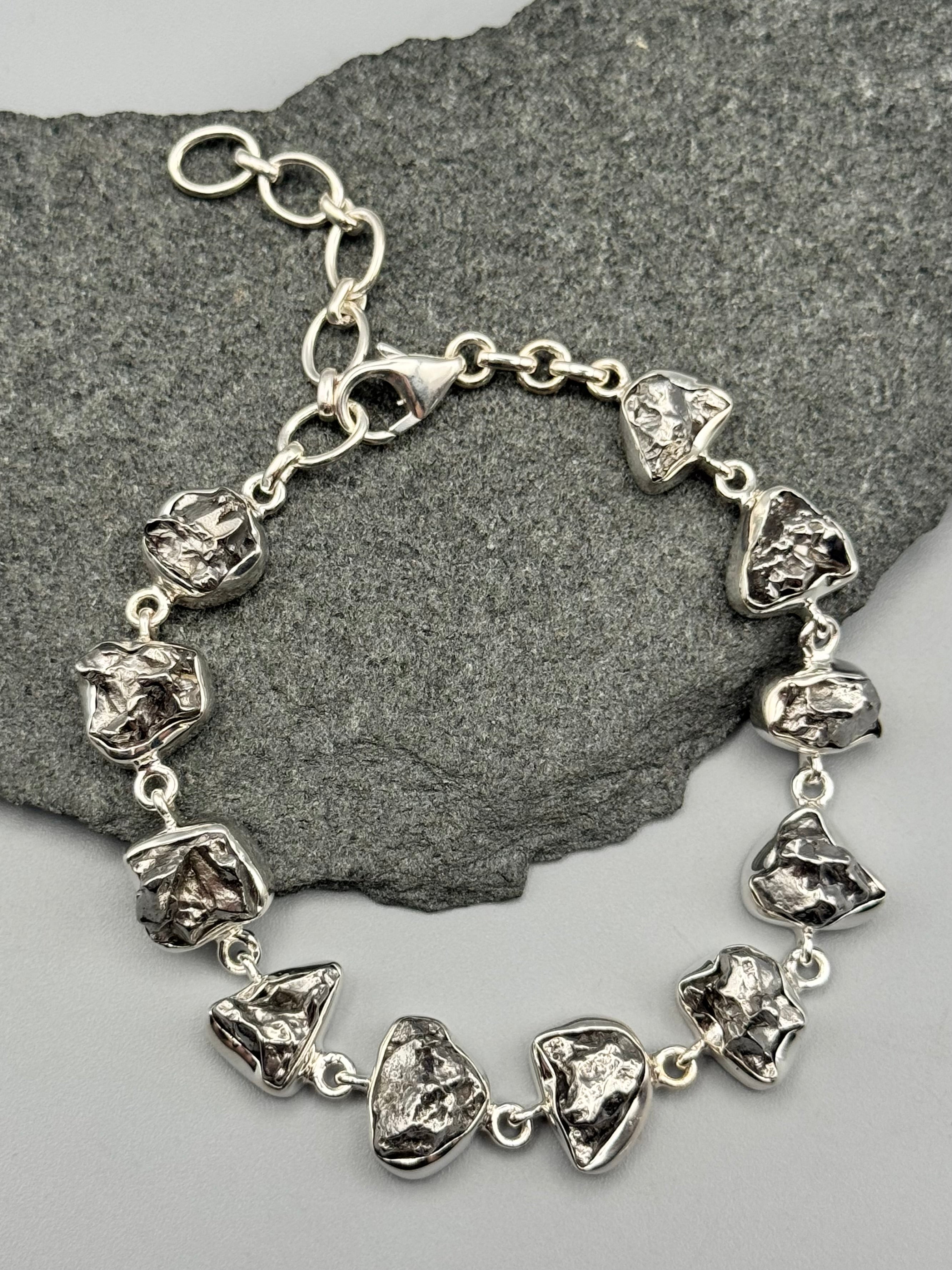 •METEORITE• linked silver bracelet (7.25" - 9")