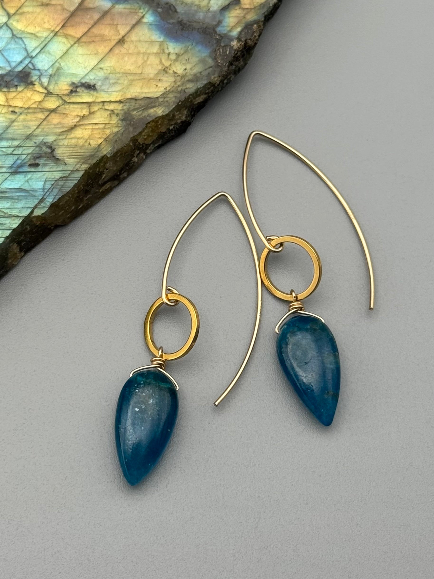 •LUNA• apatite + gold earrings