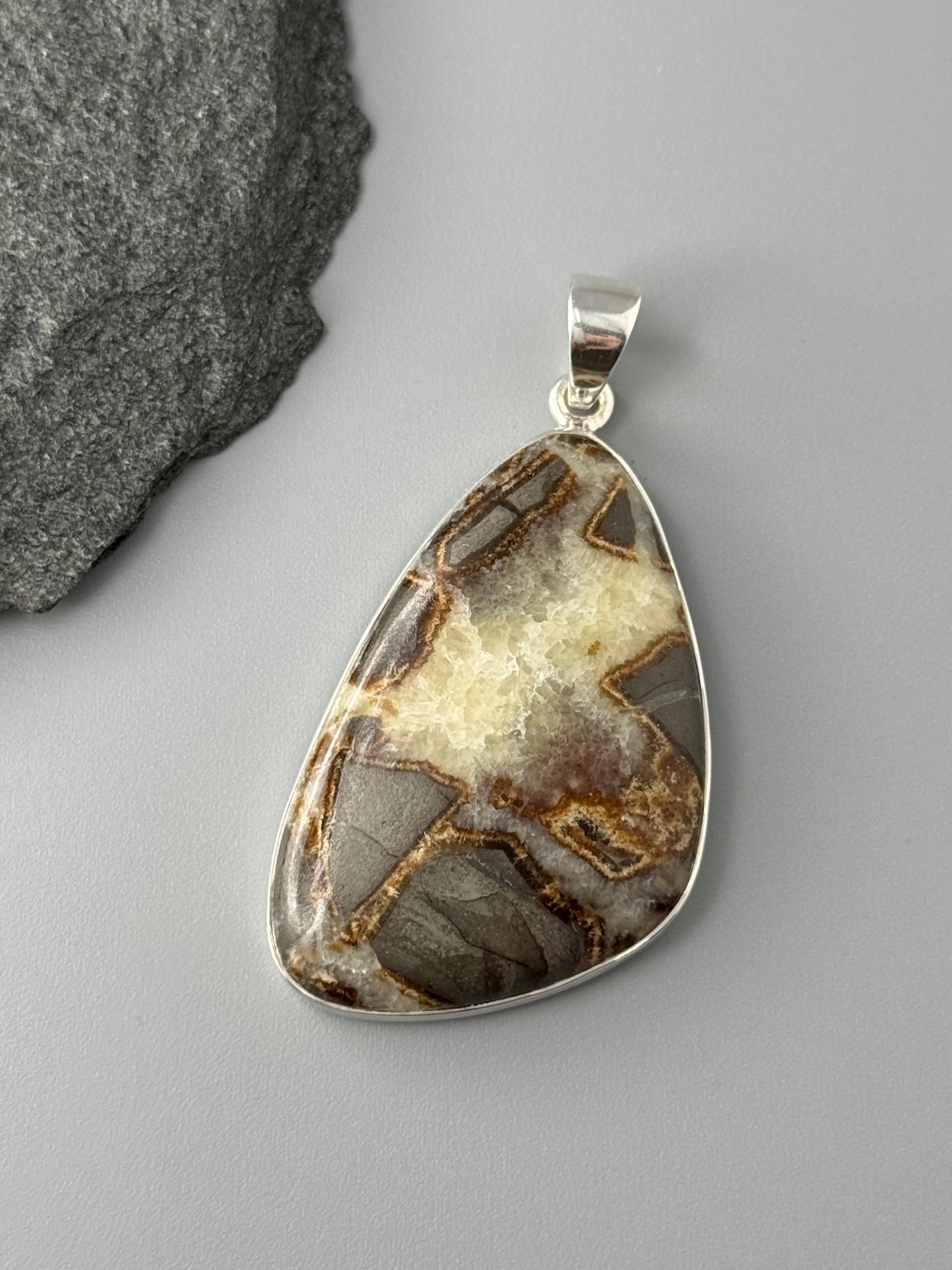 •SEPTARIAN NODULE - FREEFORM• sterling silver pendant