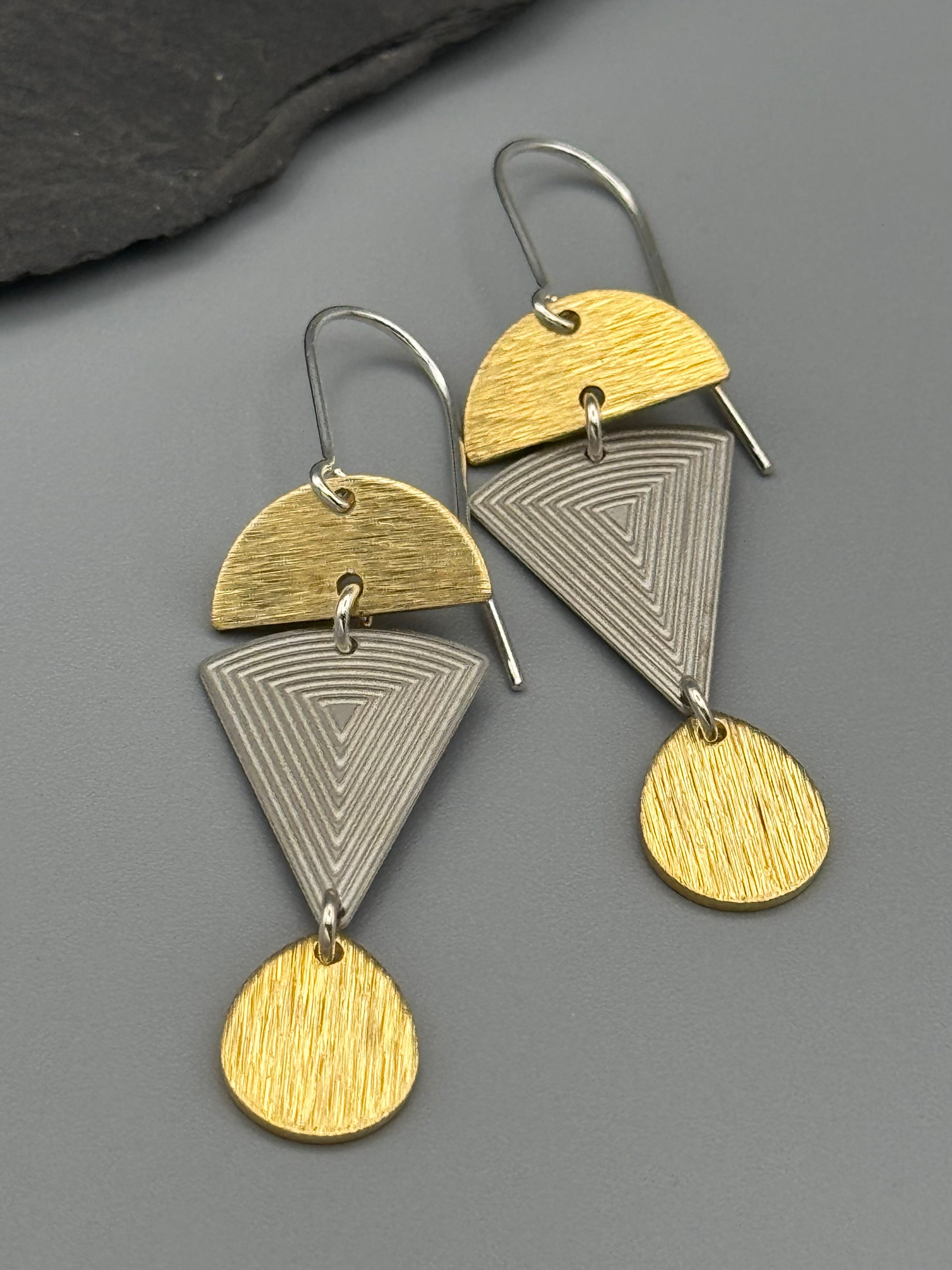 •SHAPE SHIFTER• mixed metal dangle earrings