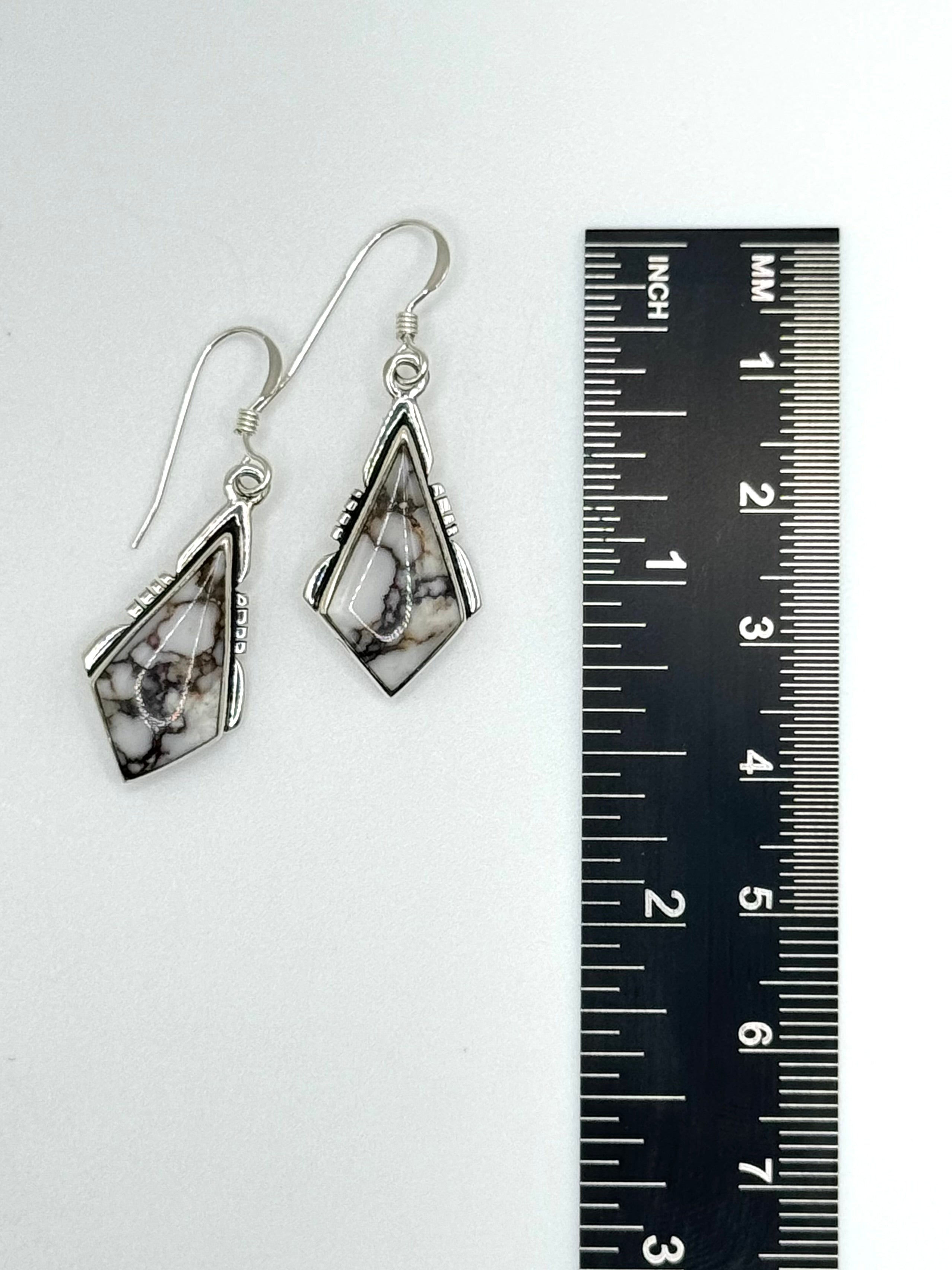 •WILD HORSE JASPER KITE• Navajo silver dangle earrings