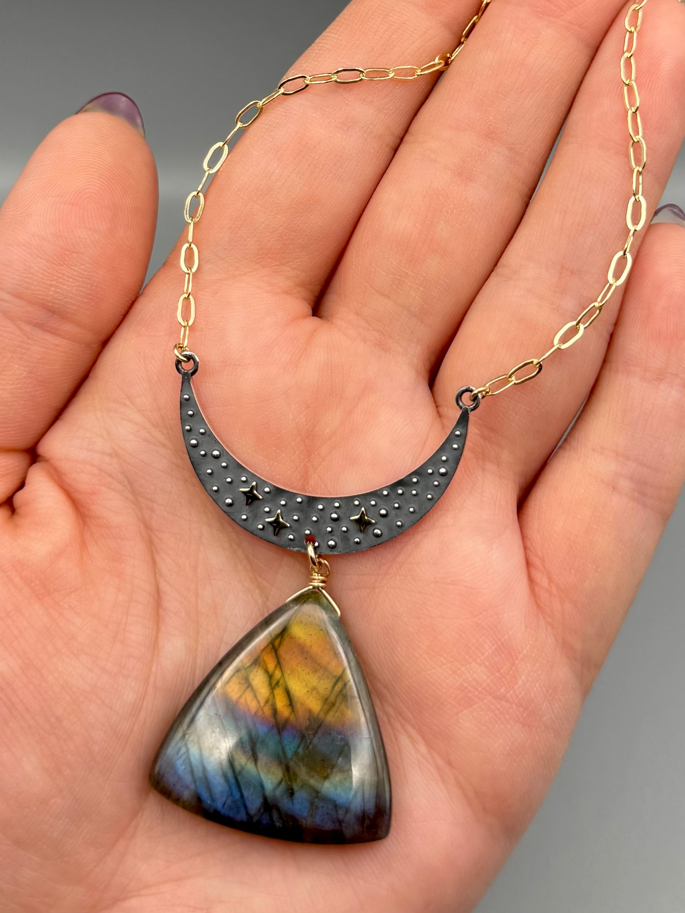 •NYX• labradorite + mixed metal necklace (16"-18" long)