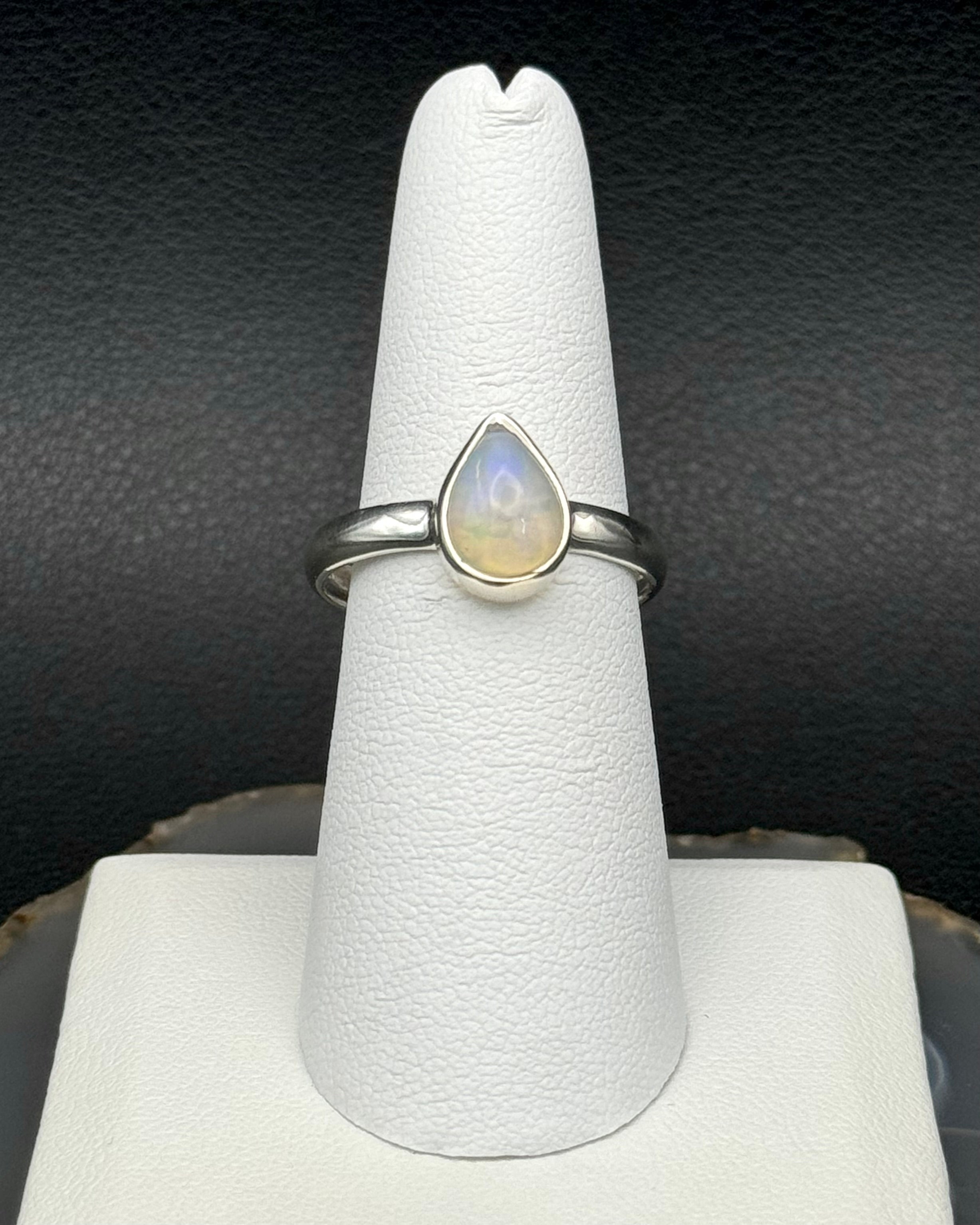 •ETHIOPIAN OPAL - SMALL TEARDROP• silver ring (size 10)