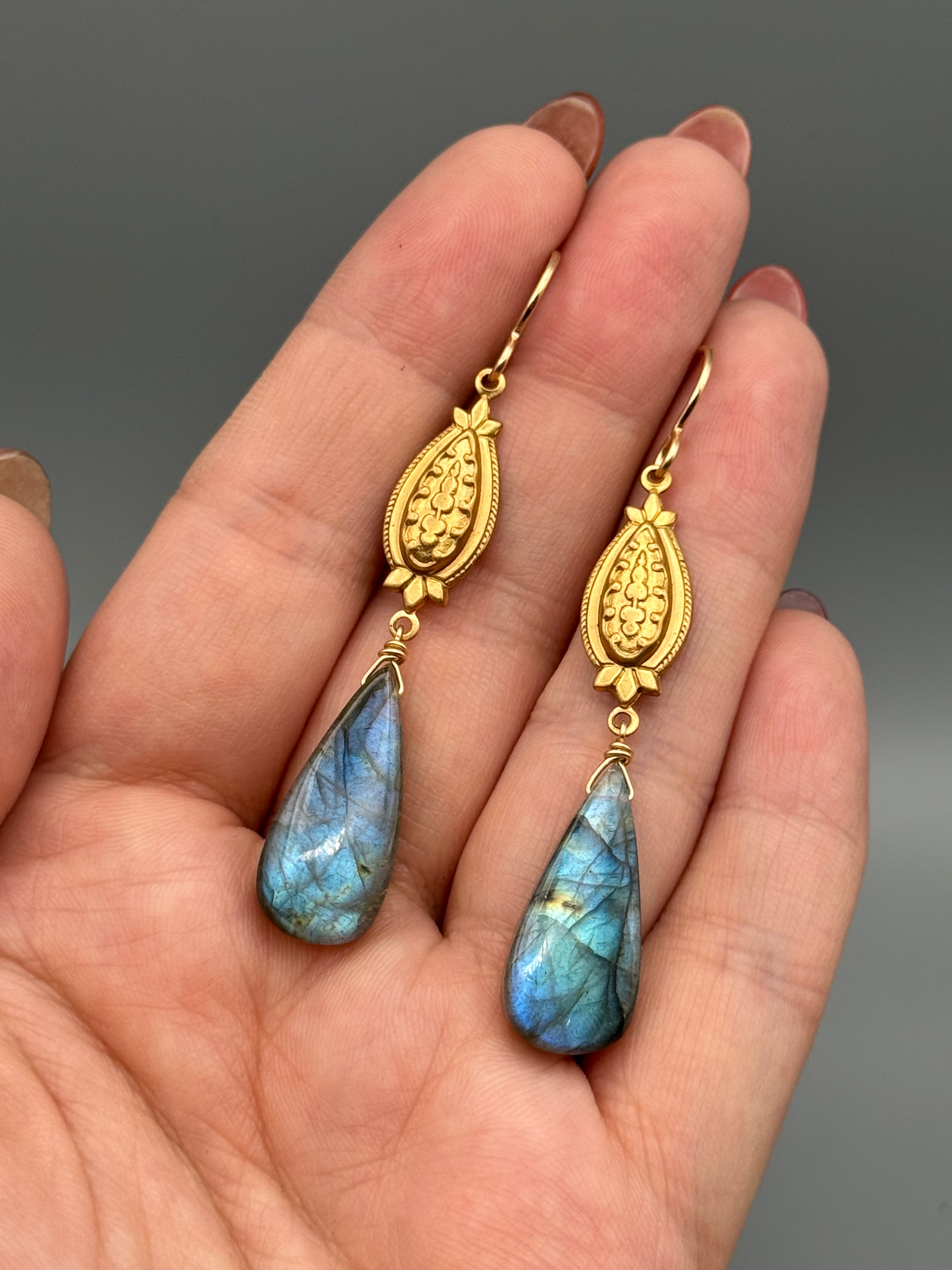 •CONTESSA• labradorite tear + gold earrings