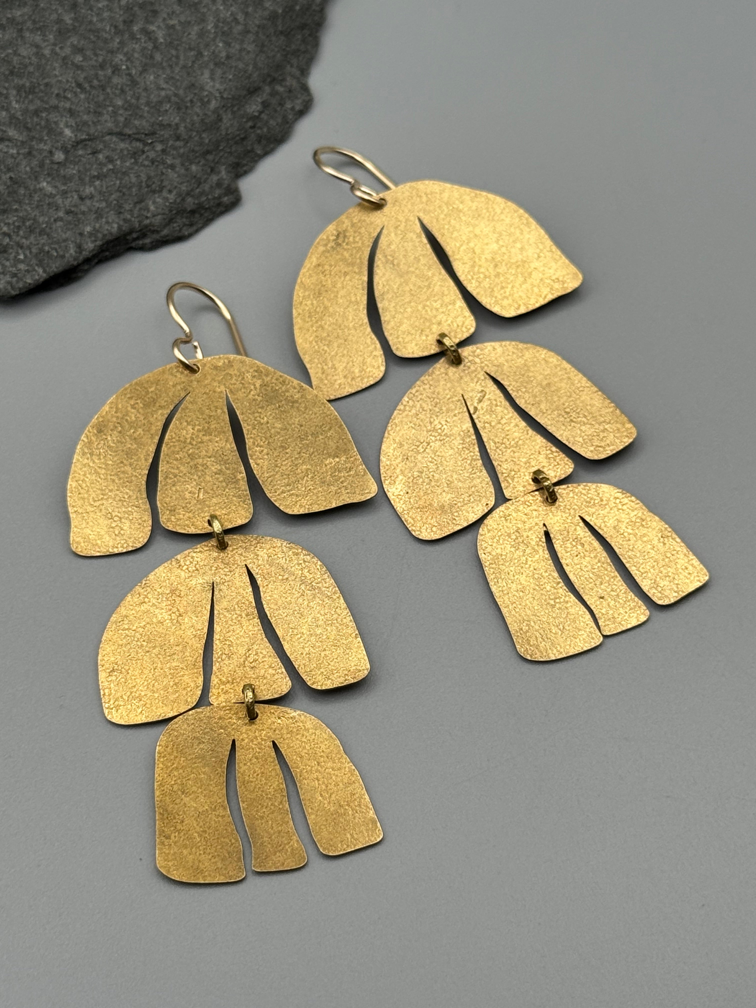 •ORCHID DANCE• gold dangle earrings