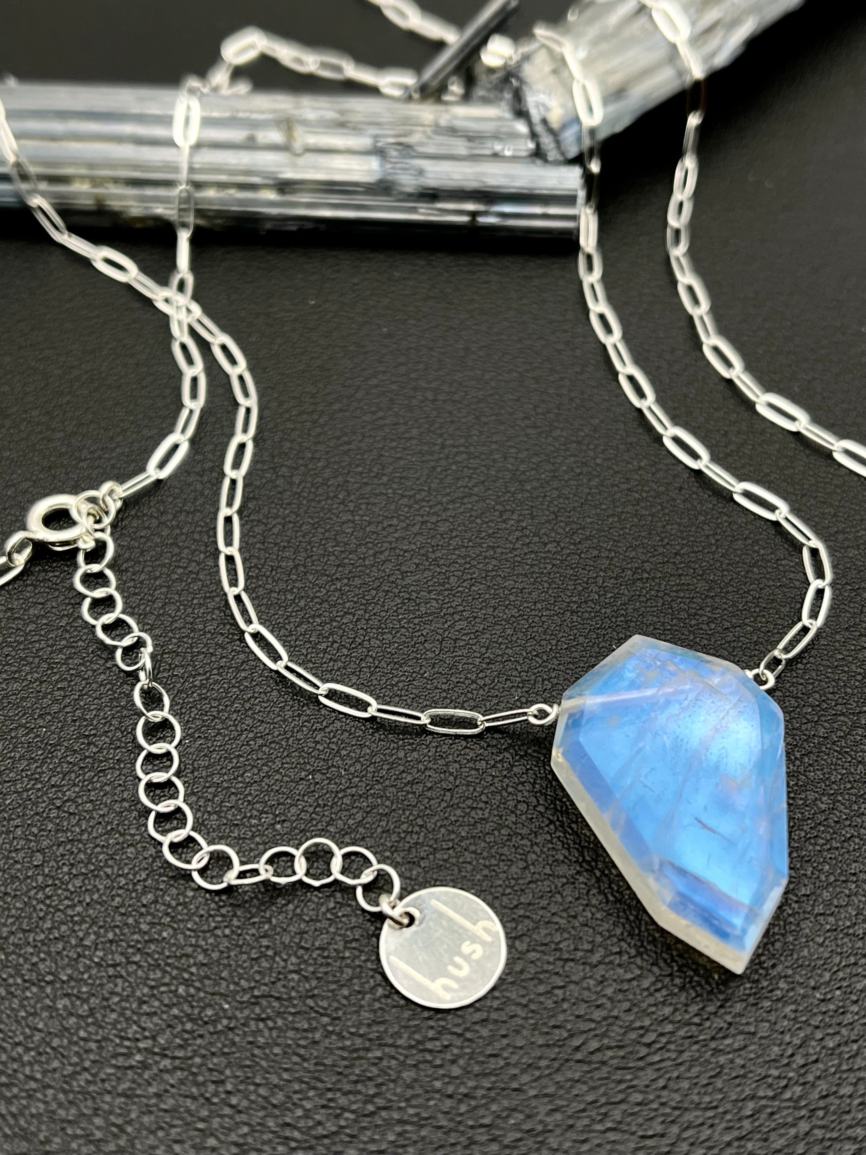 •AEON- PETAL• rainbow moonstone + silver necklace (various lengths)