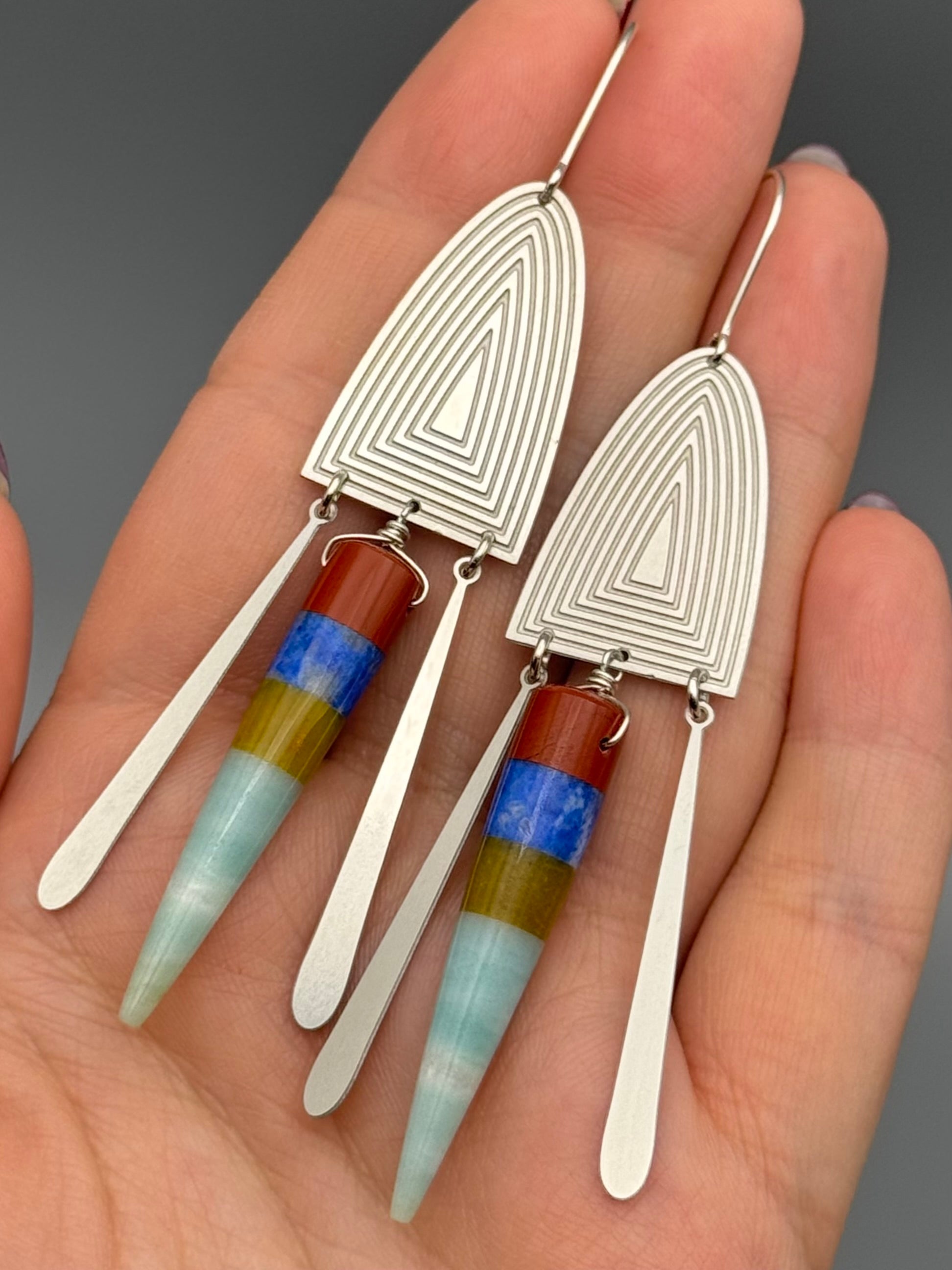 •PORTAL DANCE• intarsia + silver earrings