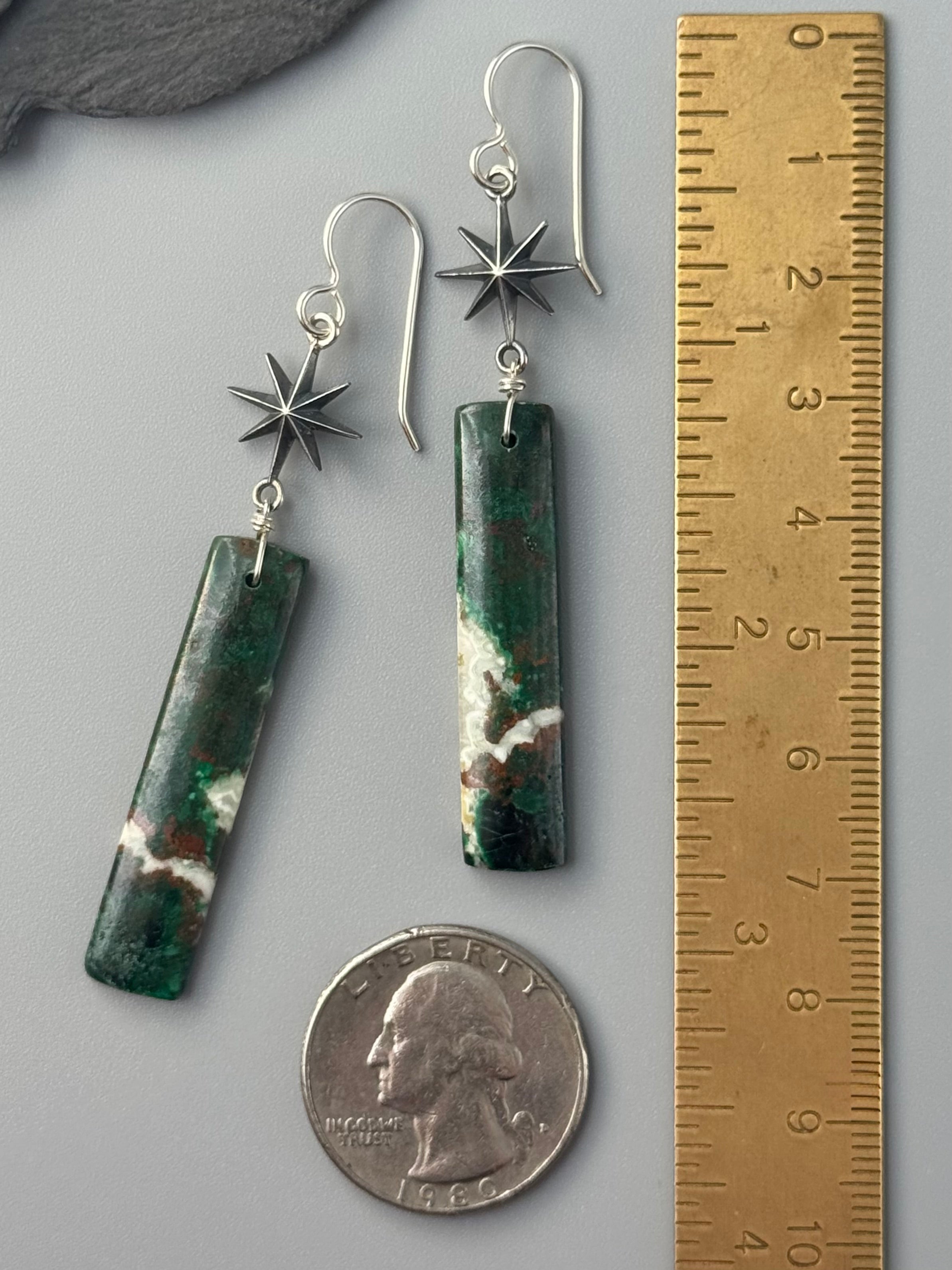 •STAR GAZE• congolese malachite + silver earrings