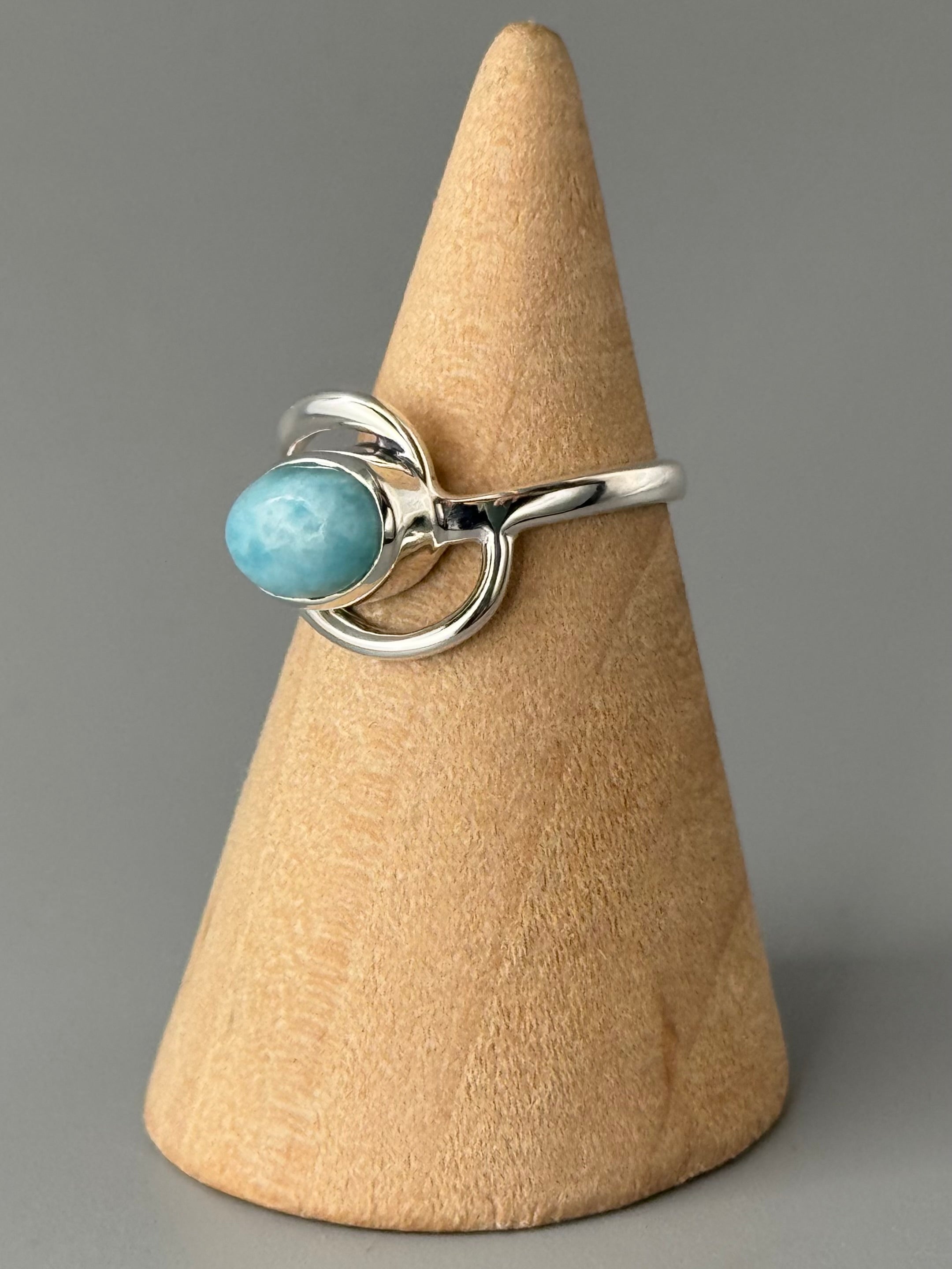 •LARIMAR - PARENTHESES• sterling silver ring (size 6.25)