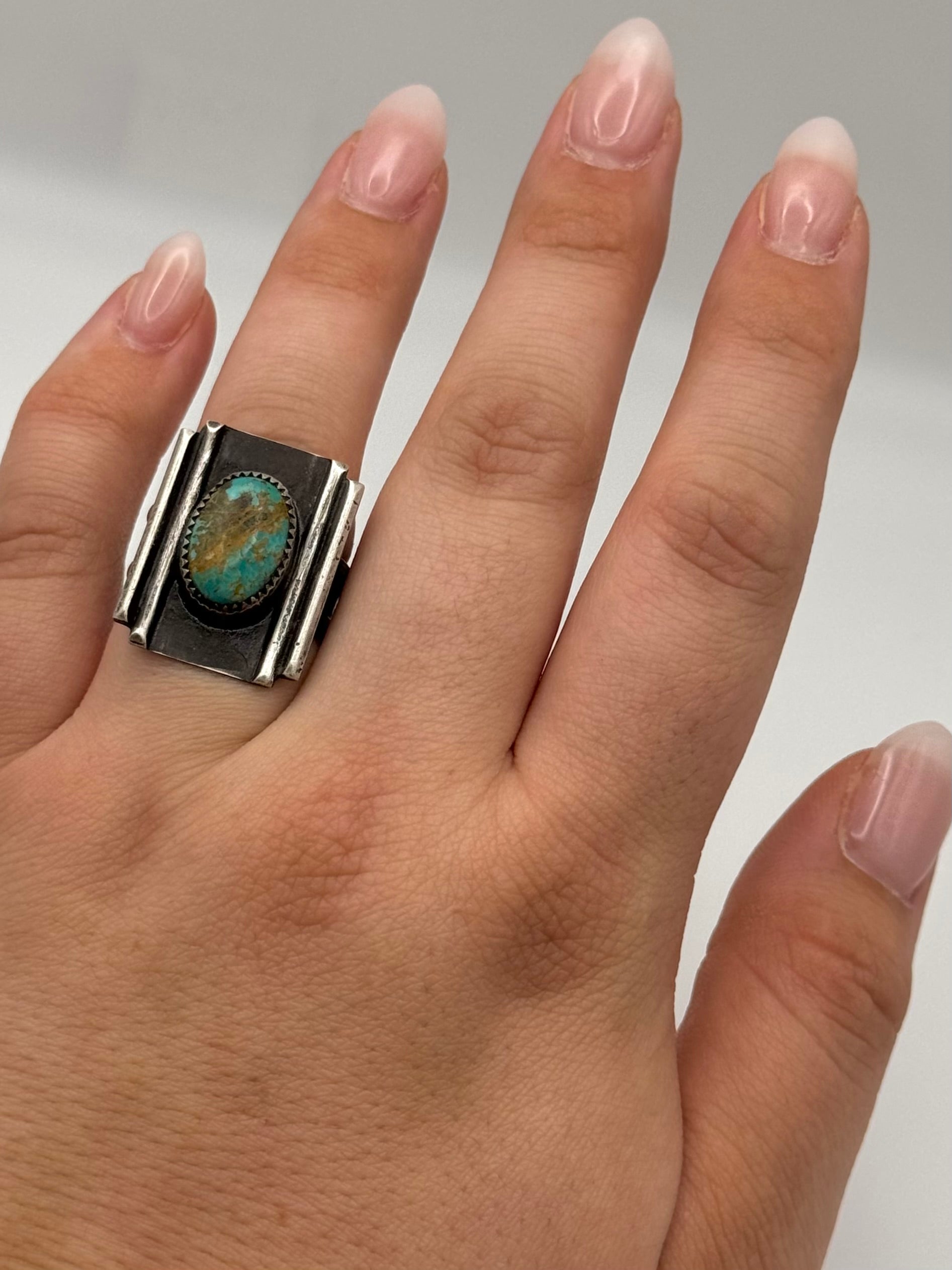 •MIRROR MIRROR• turquoise + silver ring (size 7.5)