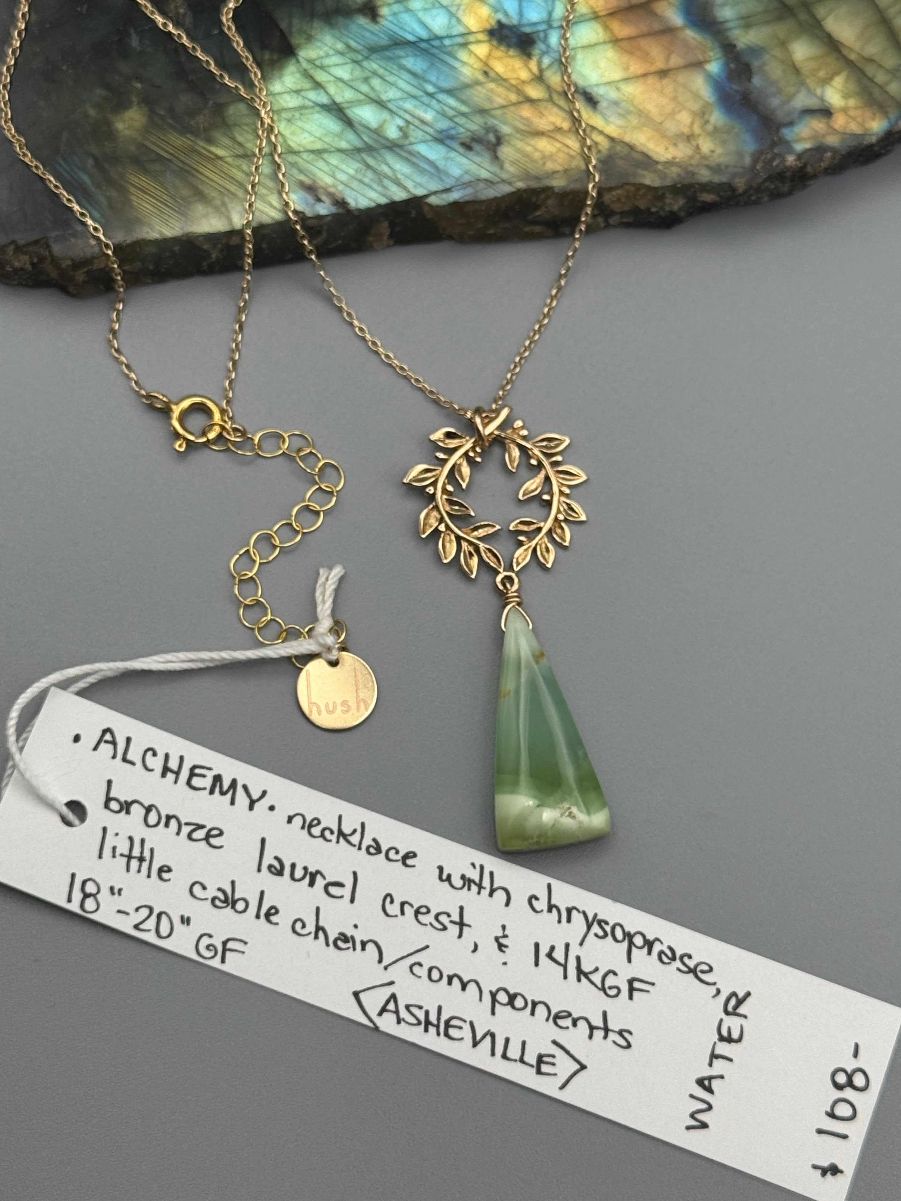 •ALCHEMY• chrysoprase + gold necklace (18"-20" long)