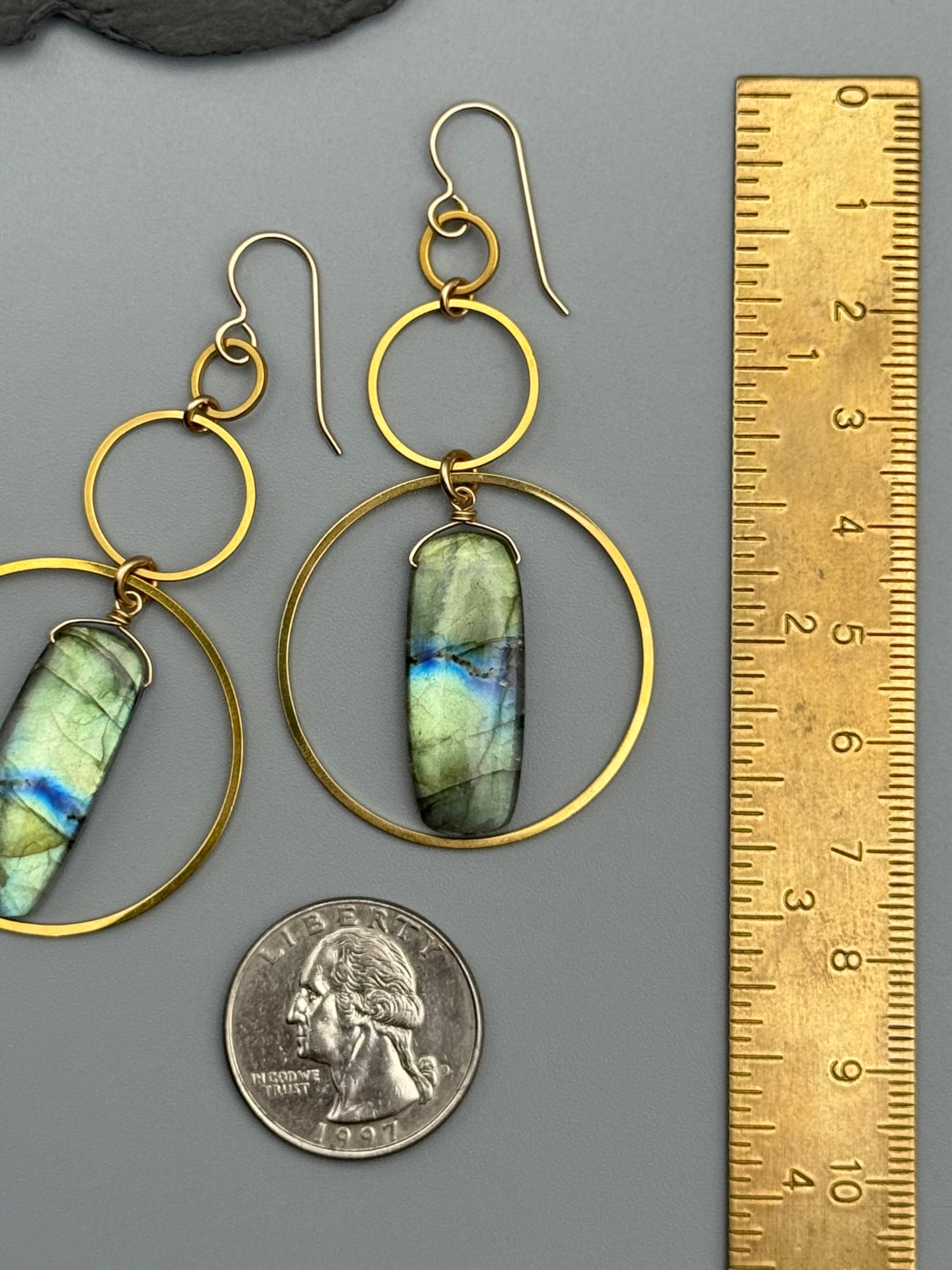 •6 OF CUPS• labradorite + gold earrings