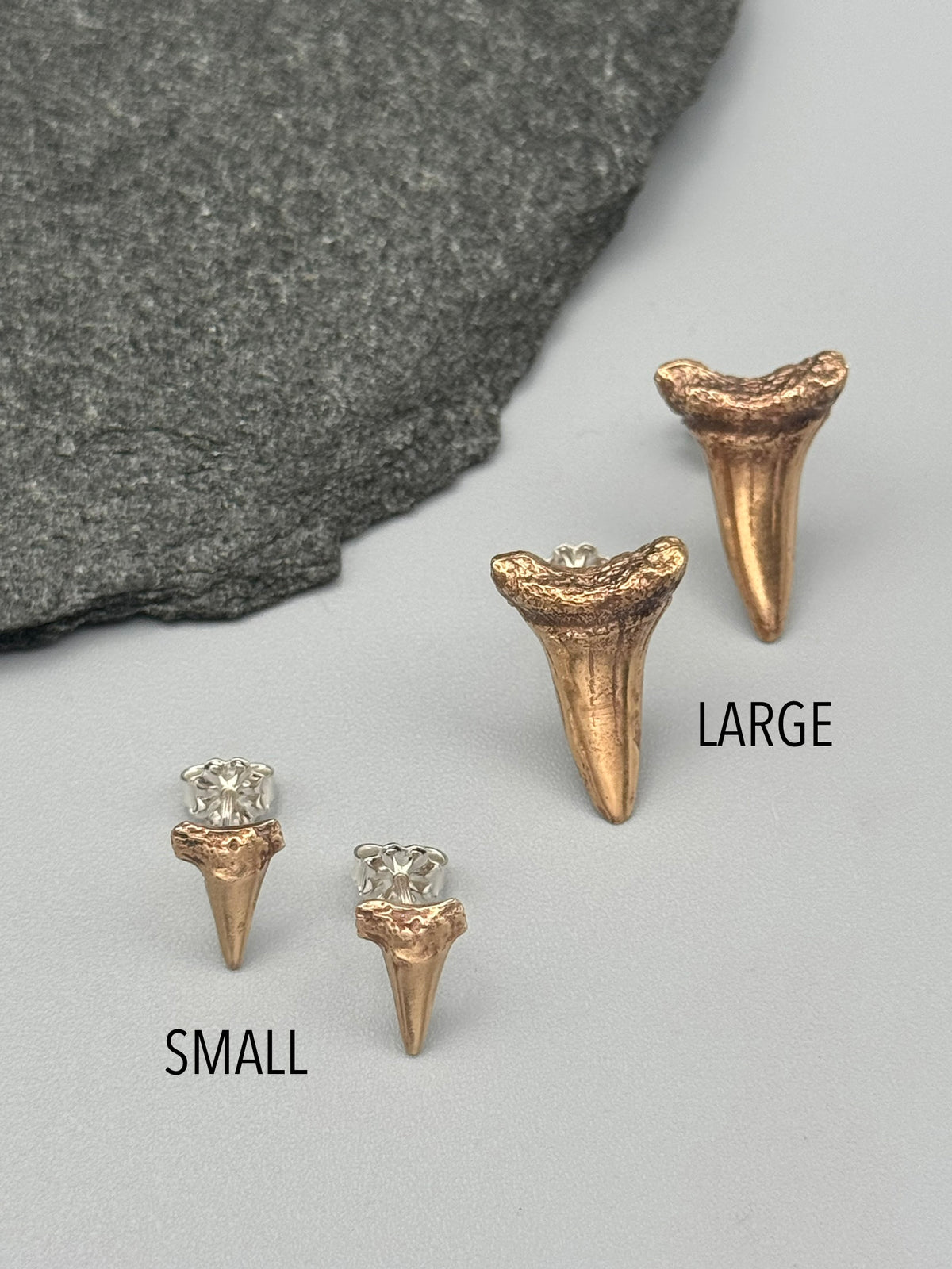 •SHARK TOOTH• mixed metal stud earrings (various sizes)