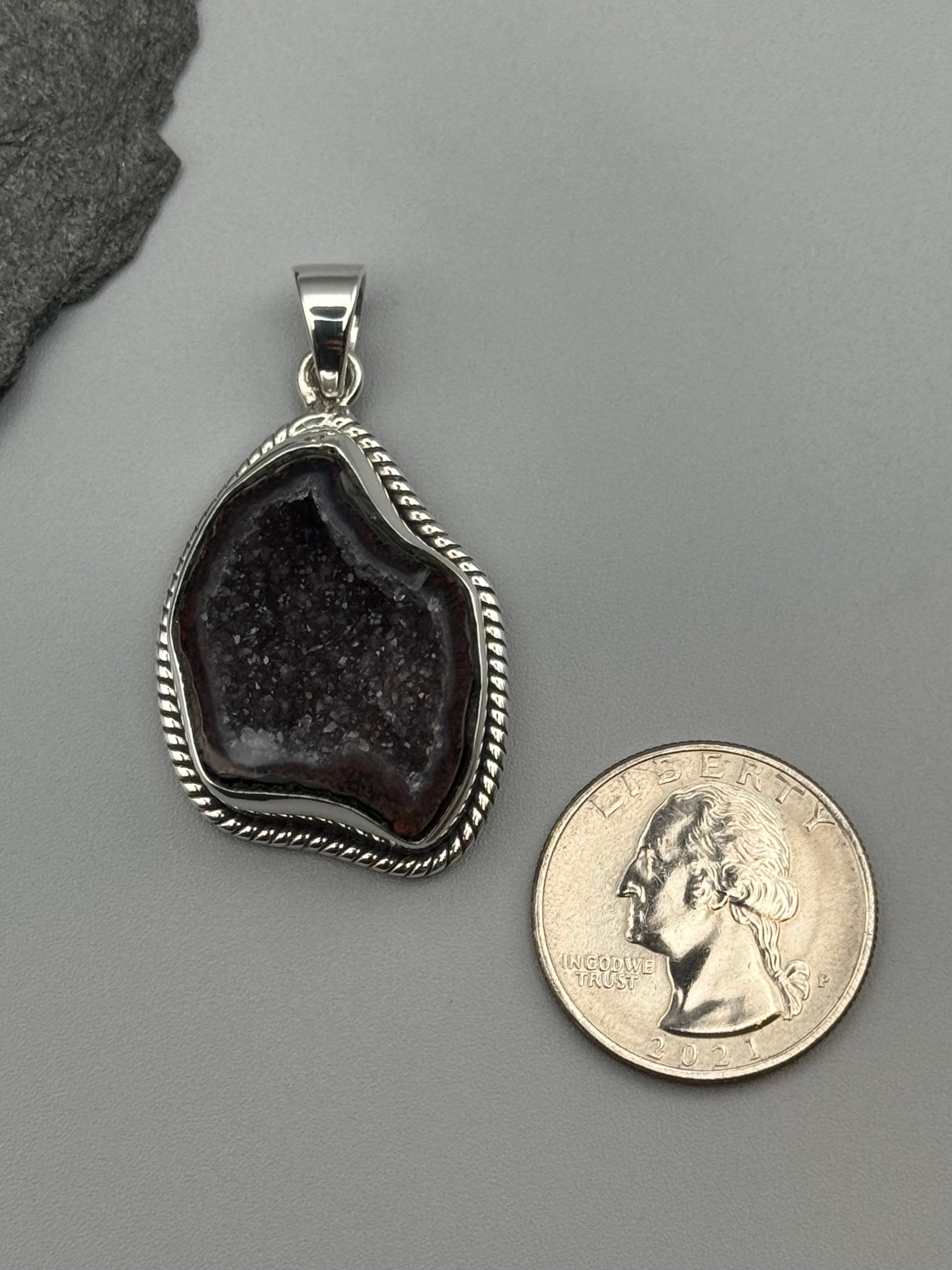 •COCONUT DRUZY - TWINE• sterling silver pendant