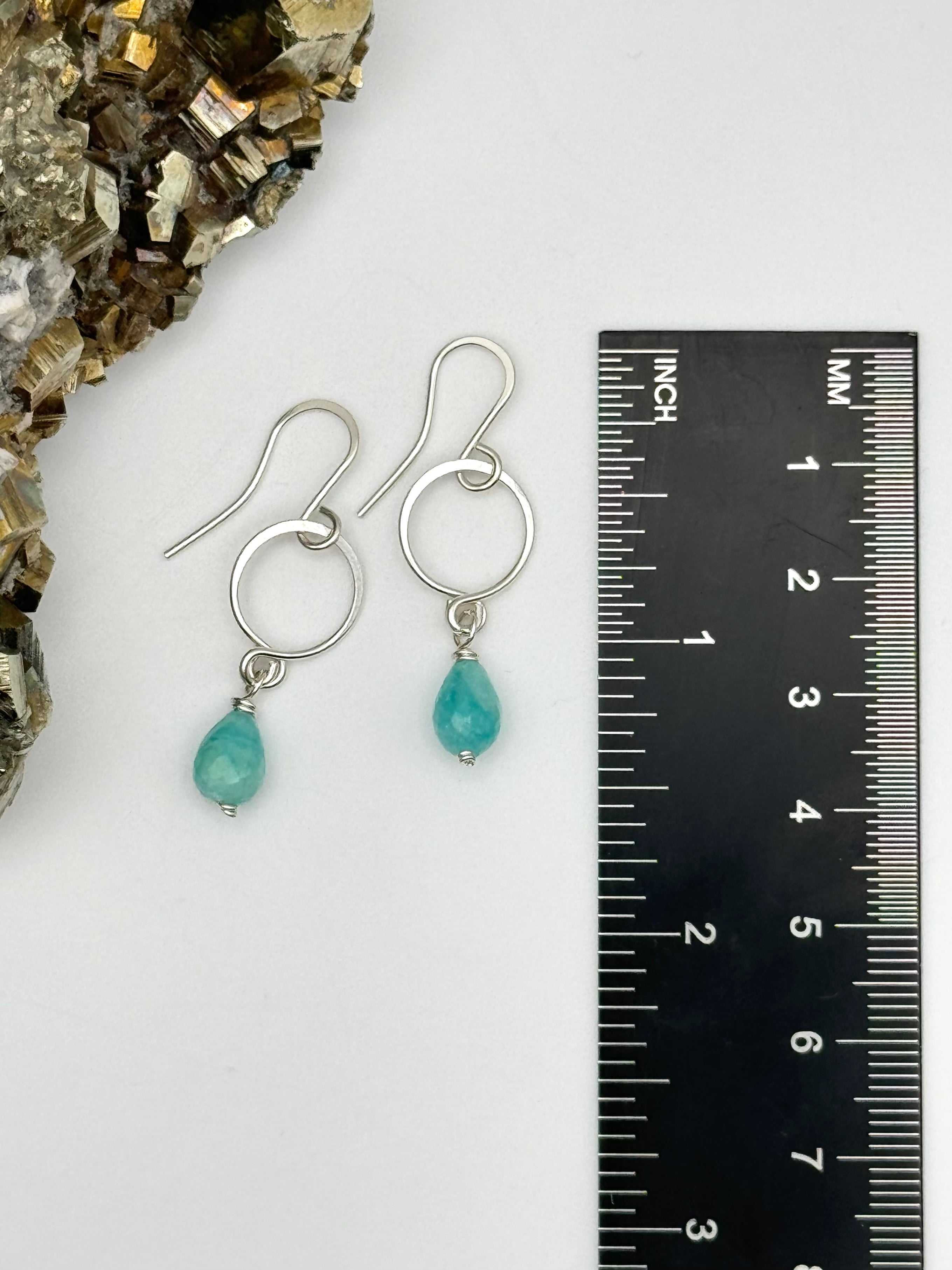 •DROPLET• amazonite + silver dangle earrings